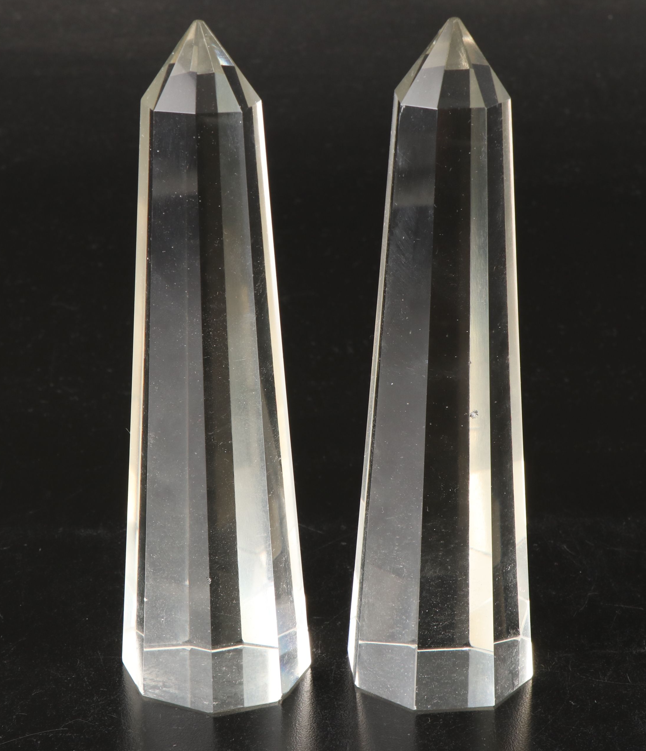 Postmodern Crystal Obelisk Paperweights