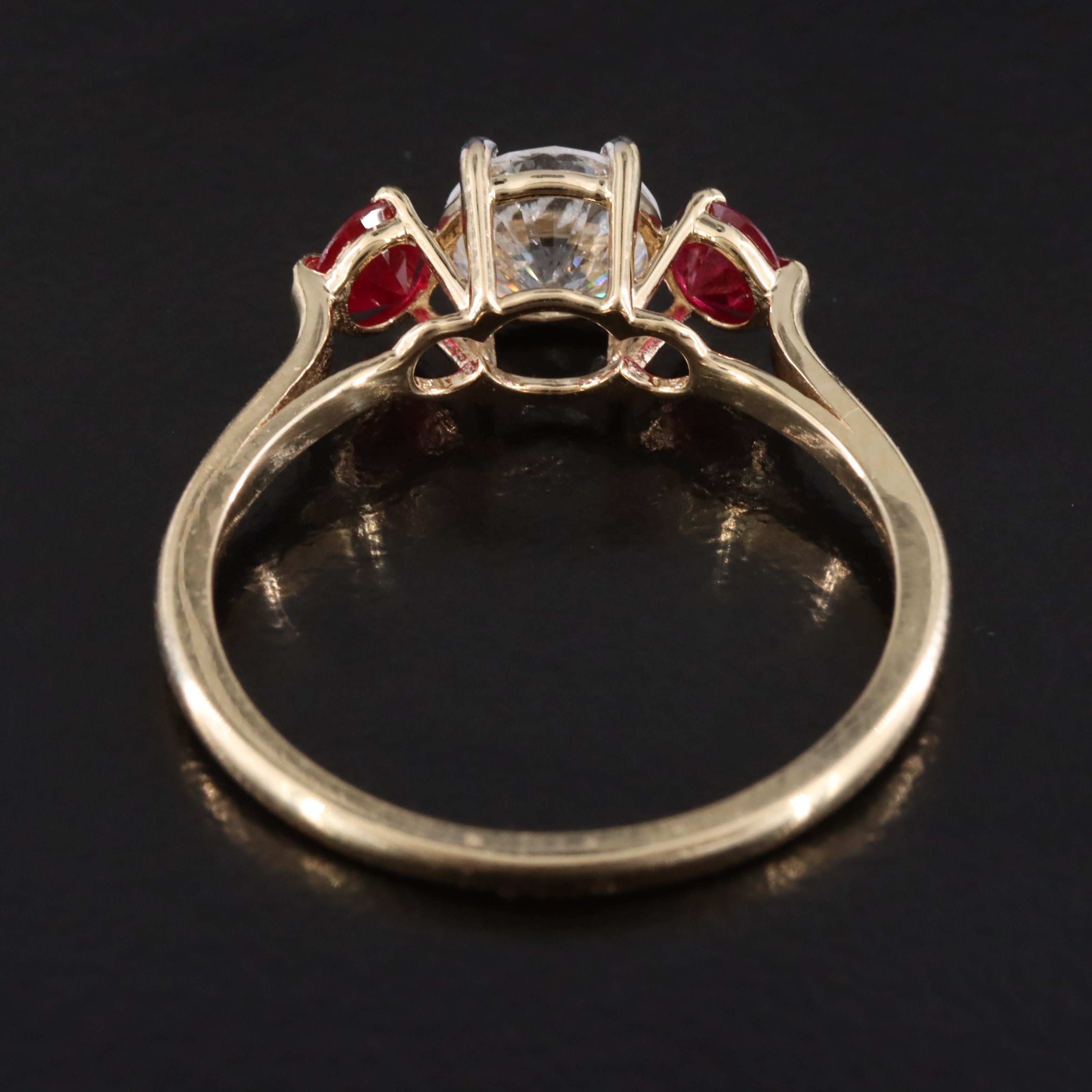 14K 1.28 CTW Diamond and Ruby Three Stone Ring