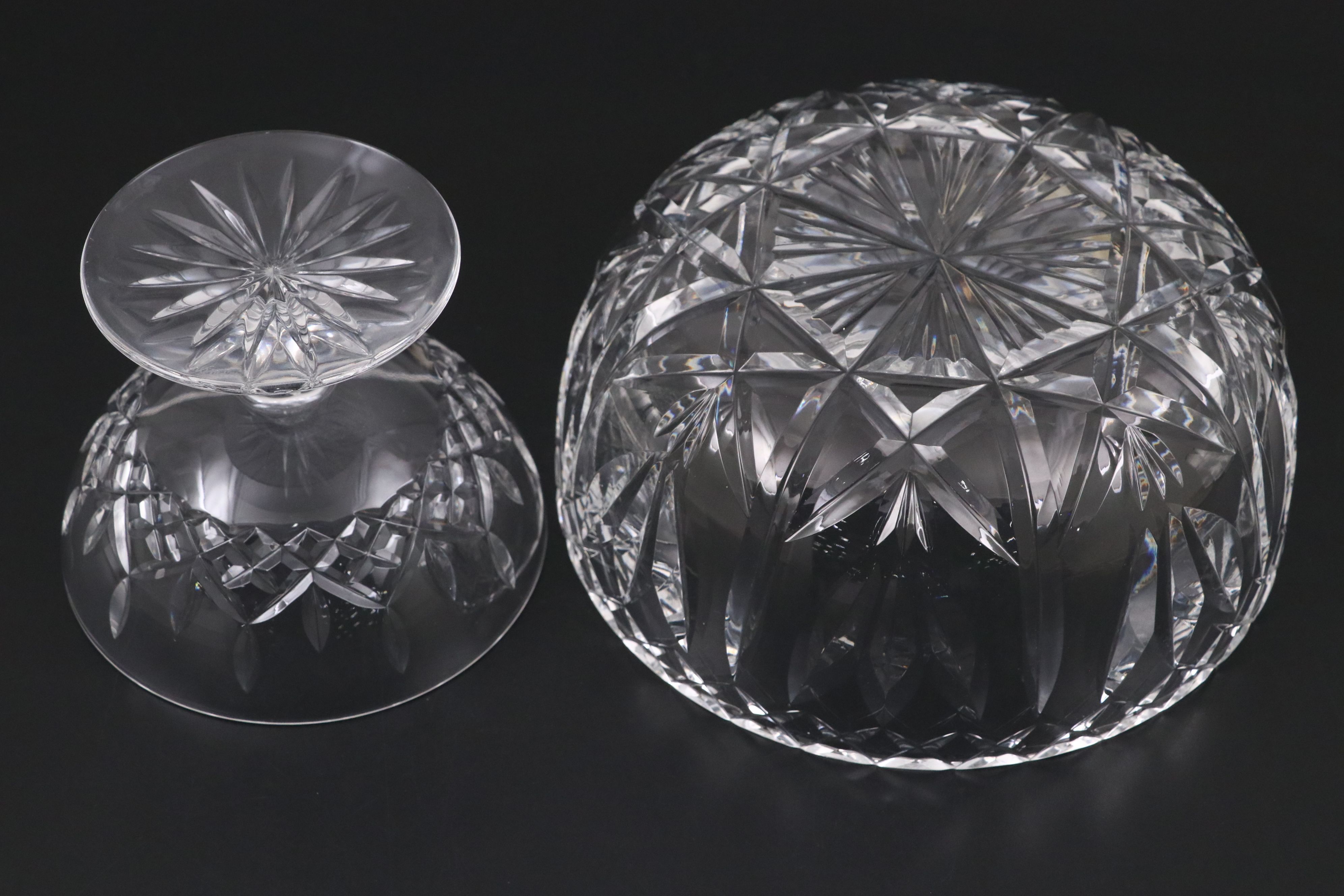 Waterford "Lismore" Crystal Compote and Bud Vase with More Vases and Bowl