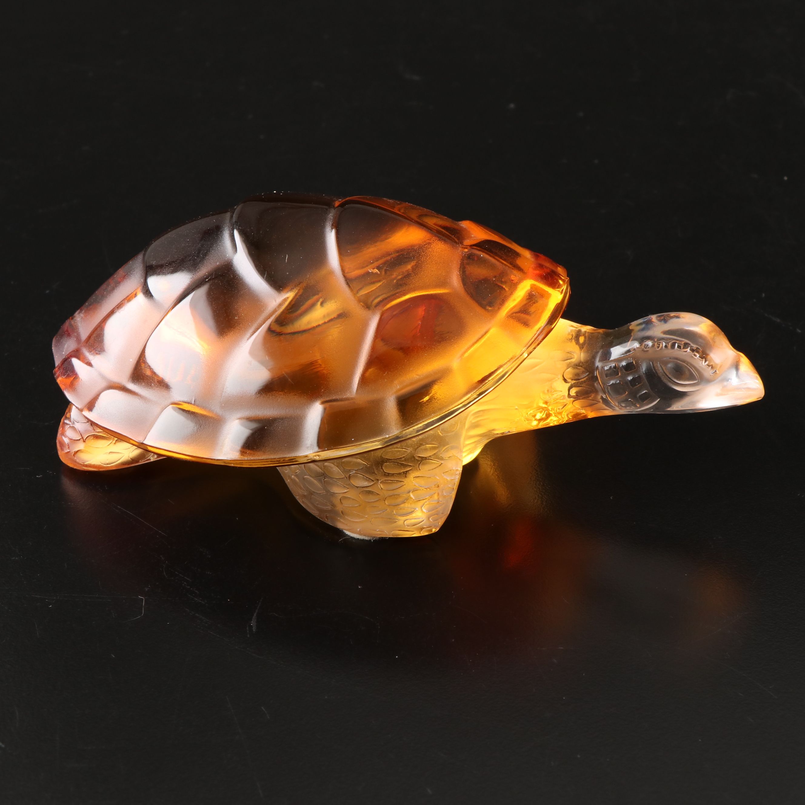 Lalique "Caroline Turtle" Amber Crystal Figurine