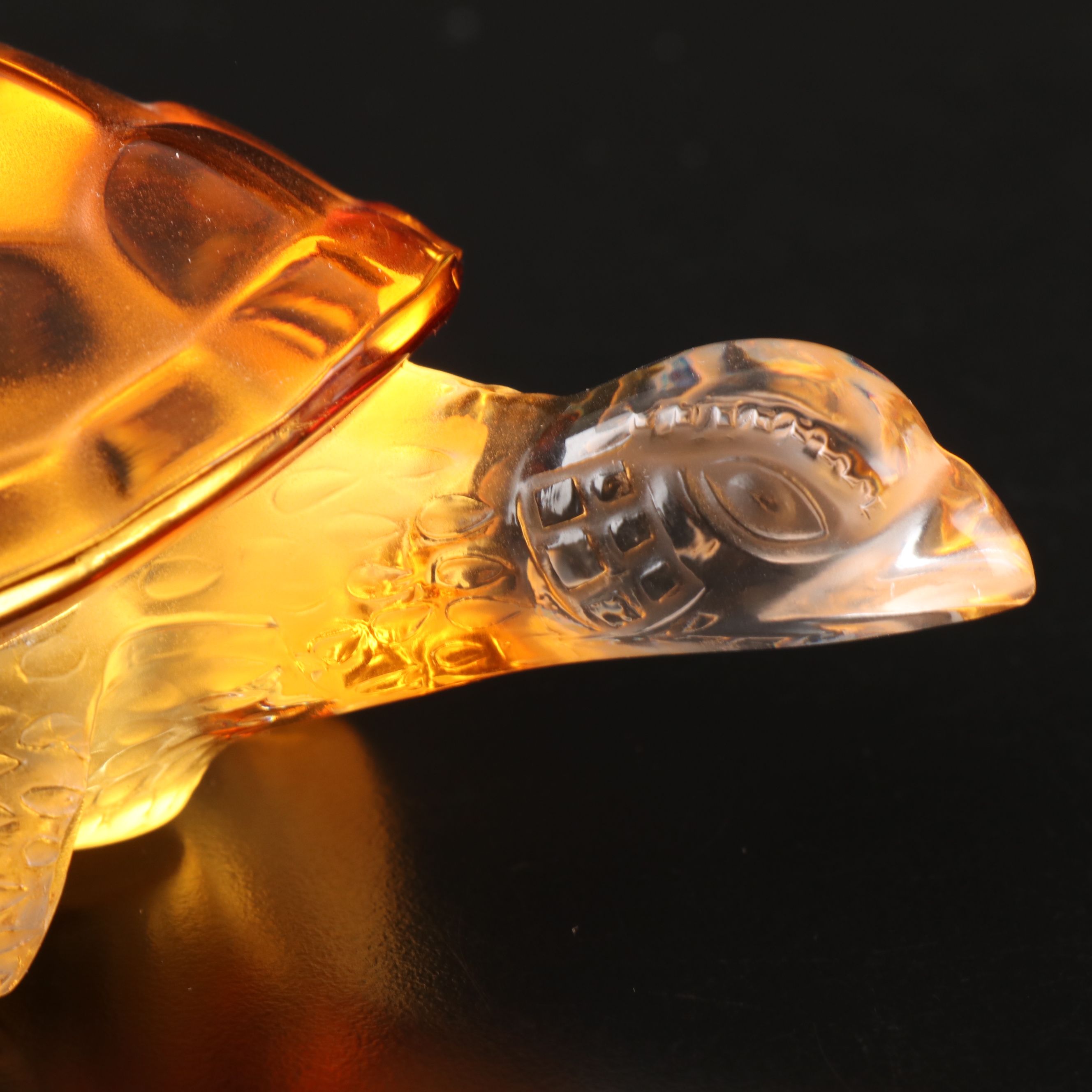 Lalique "Caroline Turtle" Amber Crystal Figurine