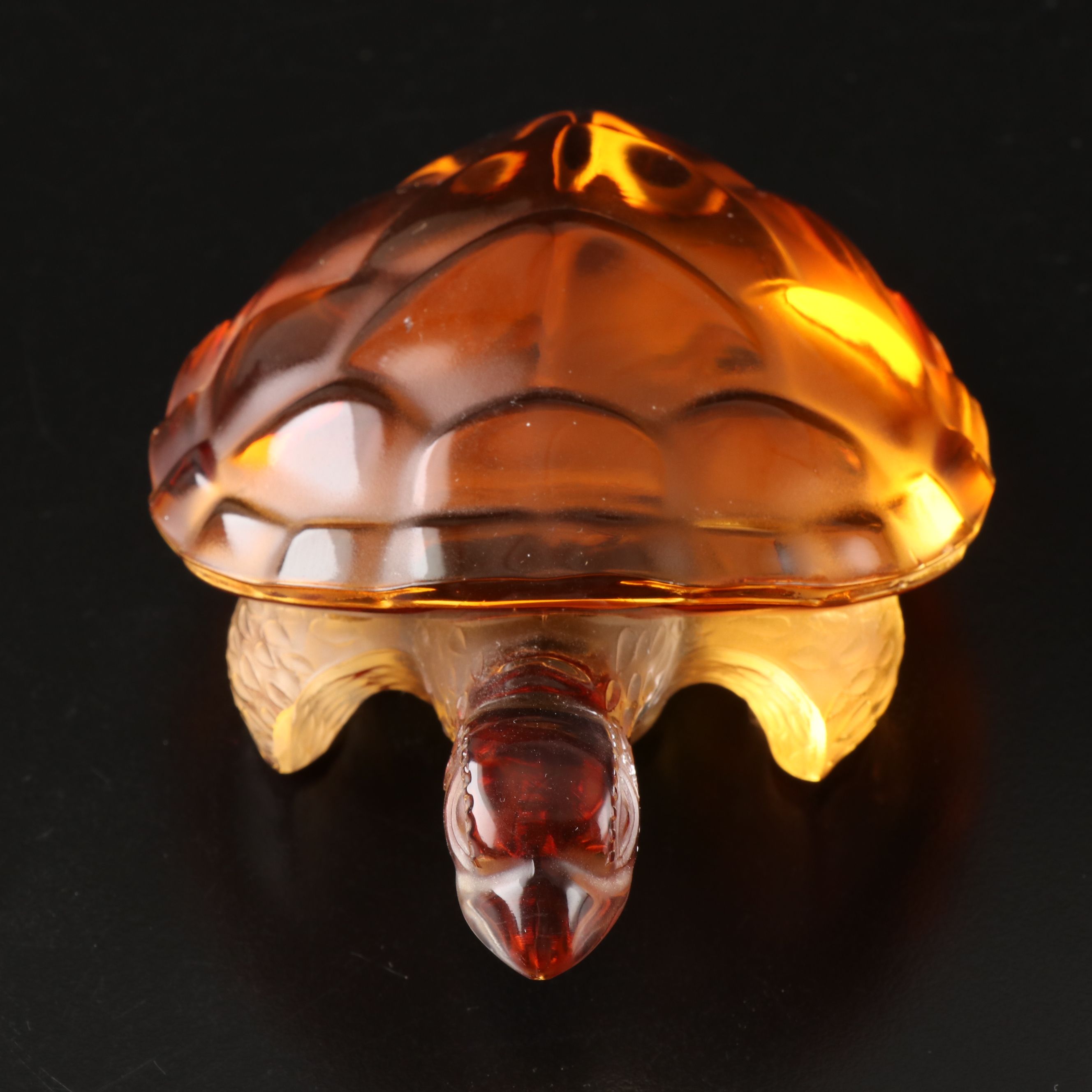 Lalique "Caroline Turtle" Amber Crystal Figurine