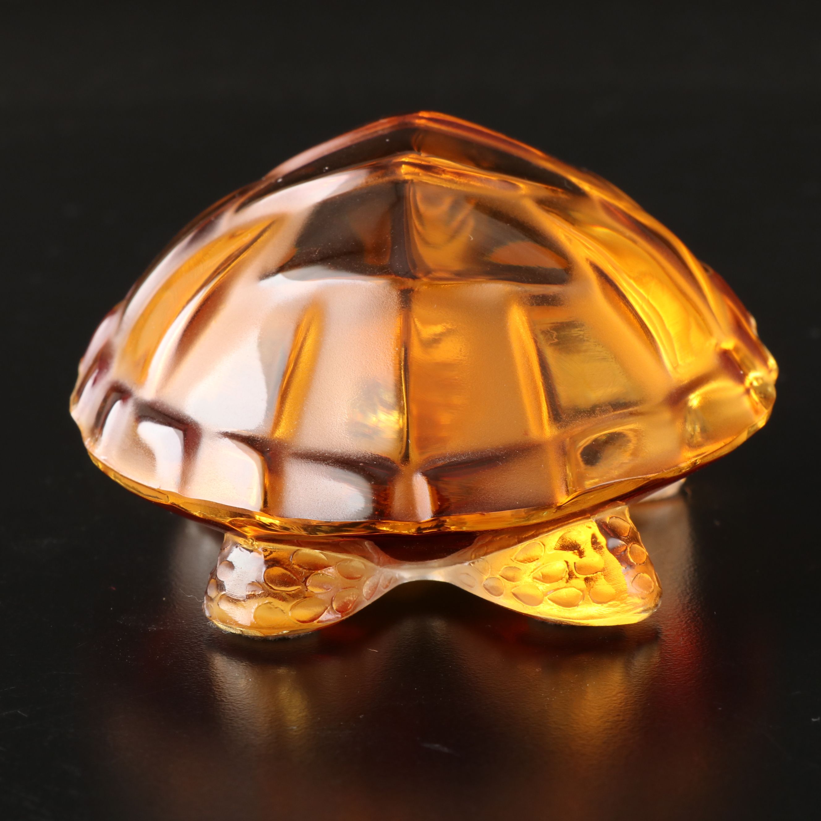 Lalique "Caroline Turtle" Amber Crystal Figurine