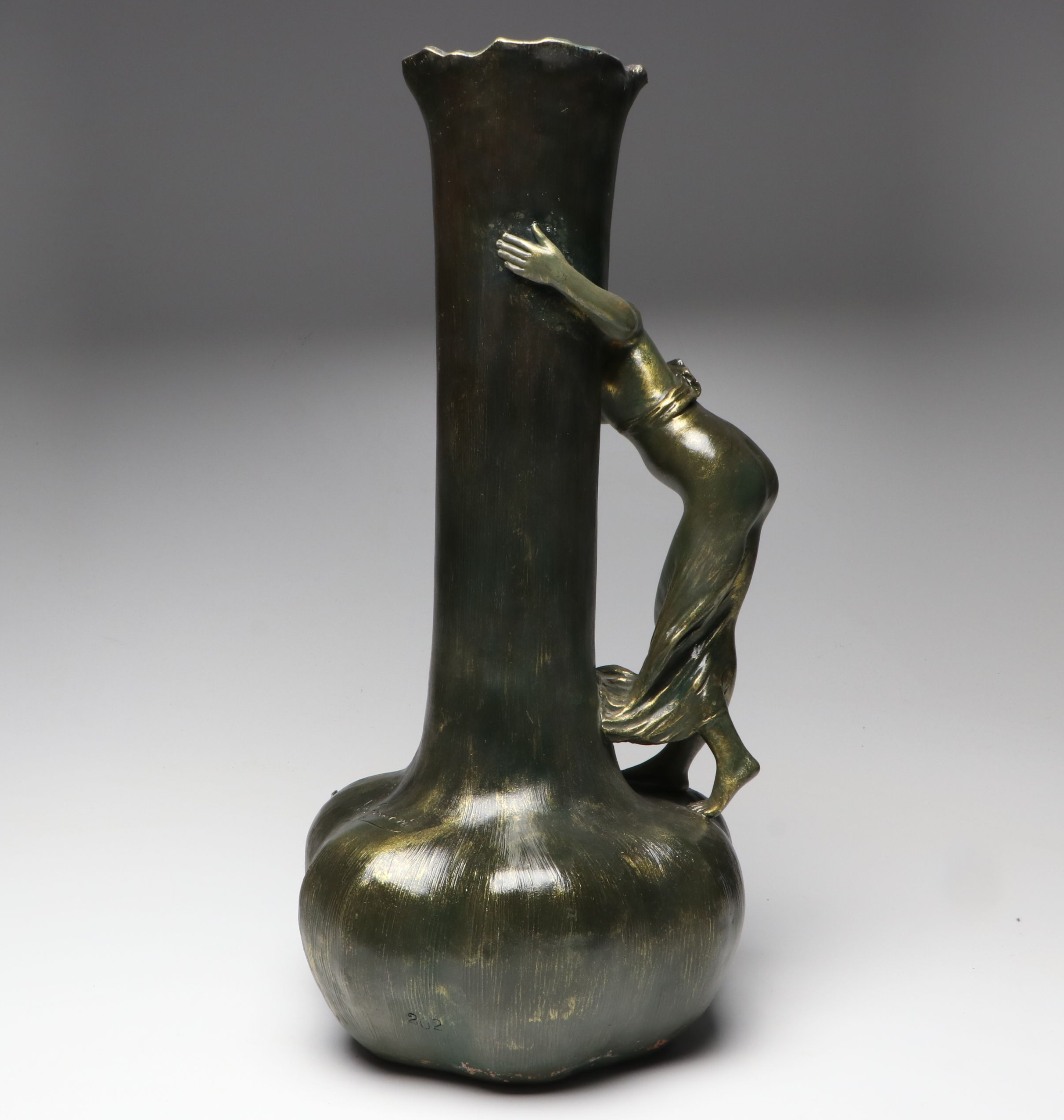 After Aristide de Ranieri Art Nouveau Style Terracotta Vase