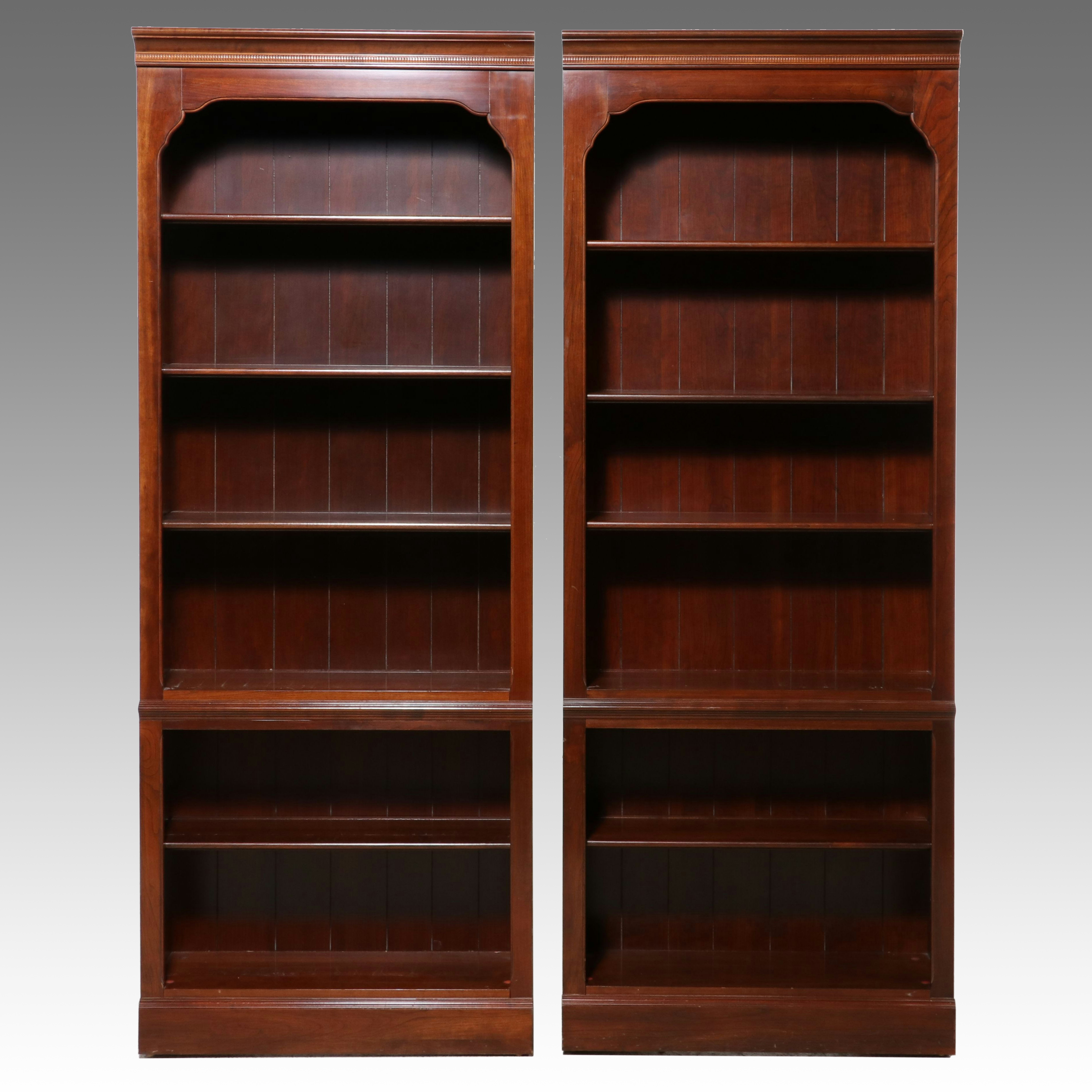 Pair of Knob Creek Cherry Bookcases, Late 20th Century