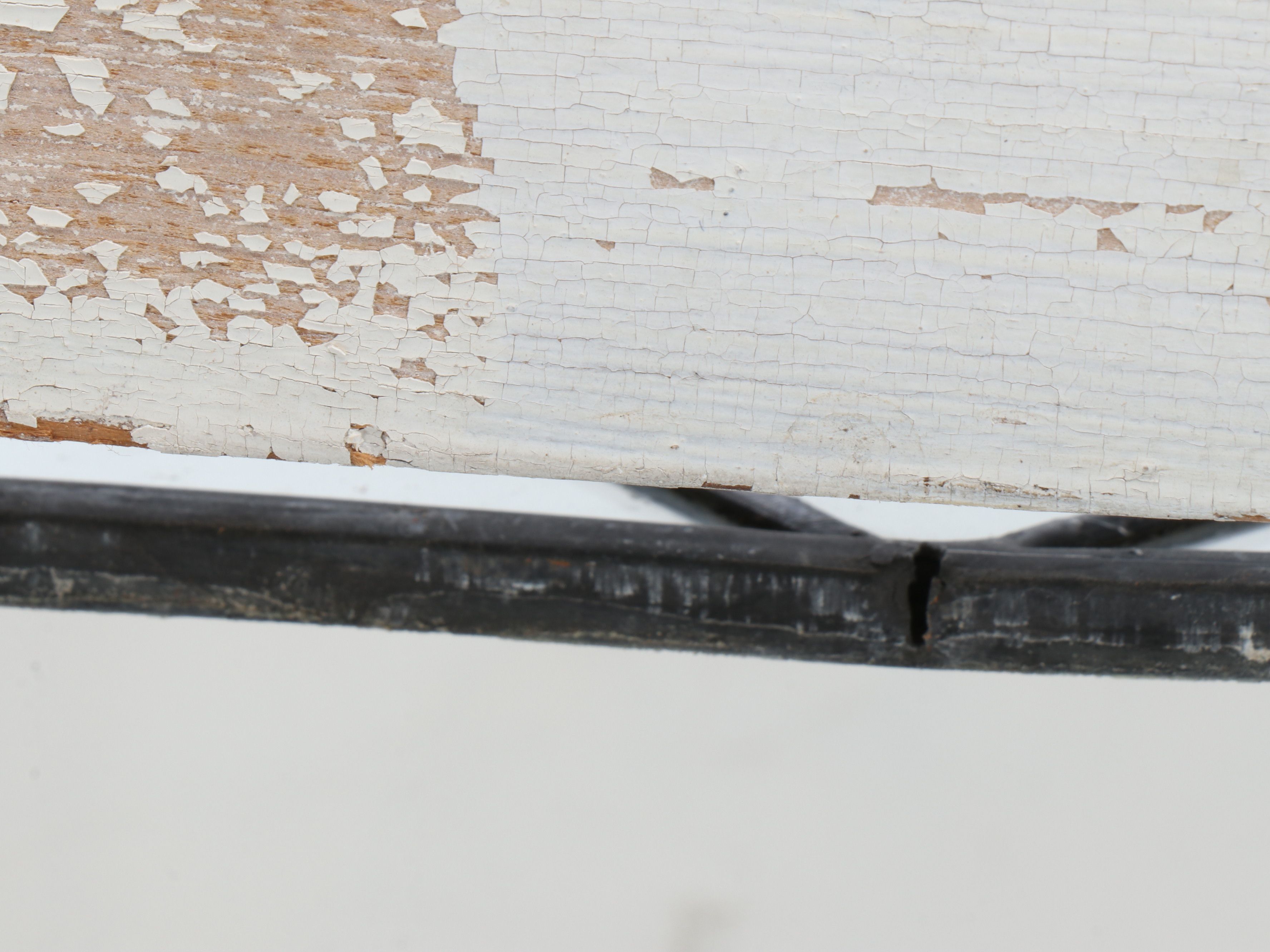 Leaded Glass Window Panel with Painted Wood Frame, Early to Mid-20th C.