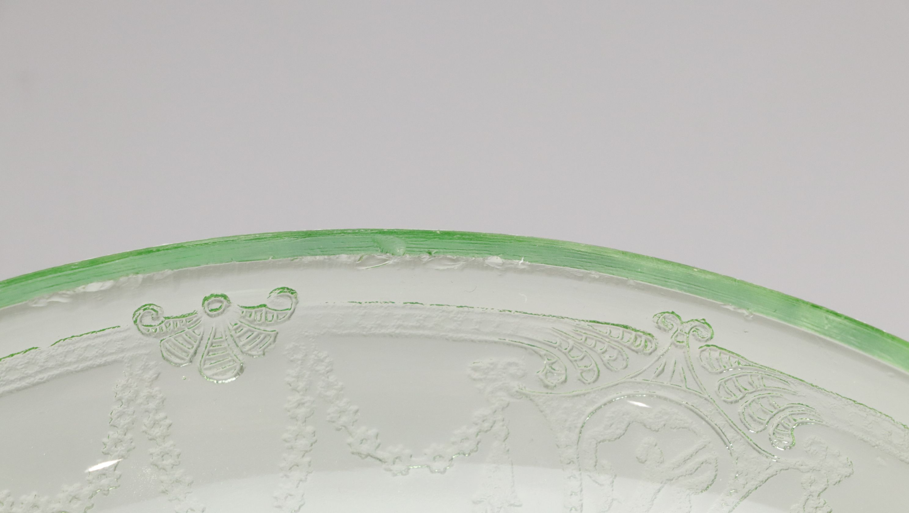 Indiana Glass "Sandwich" Plate with Ice Bucket and Other Uranium Glass Tableware