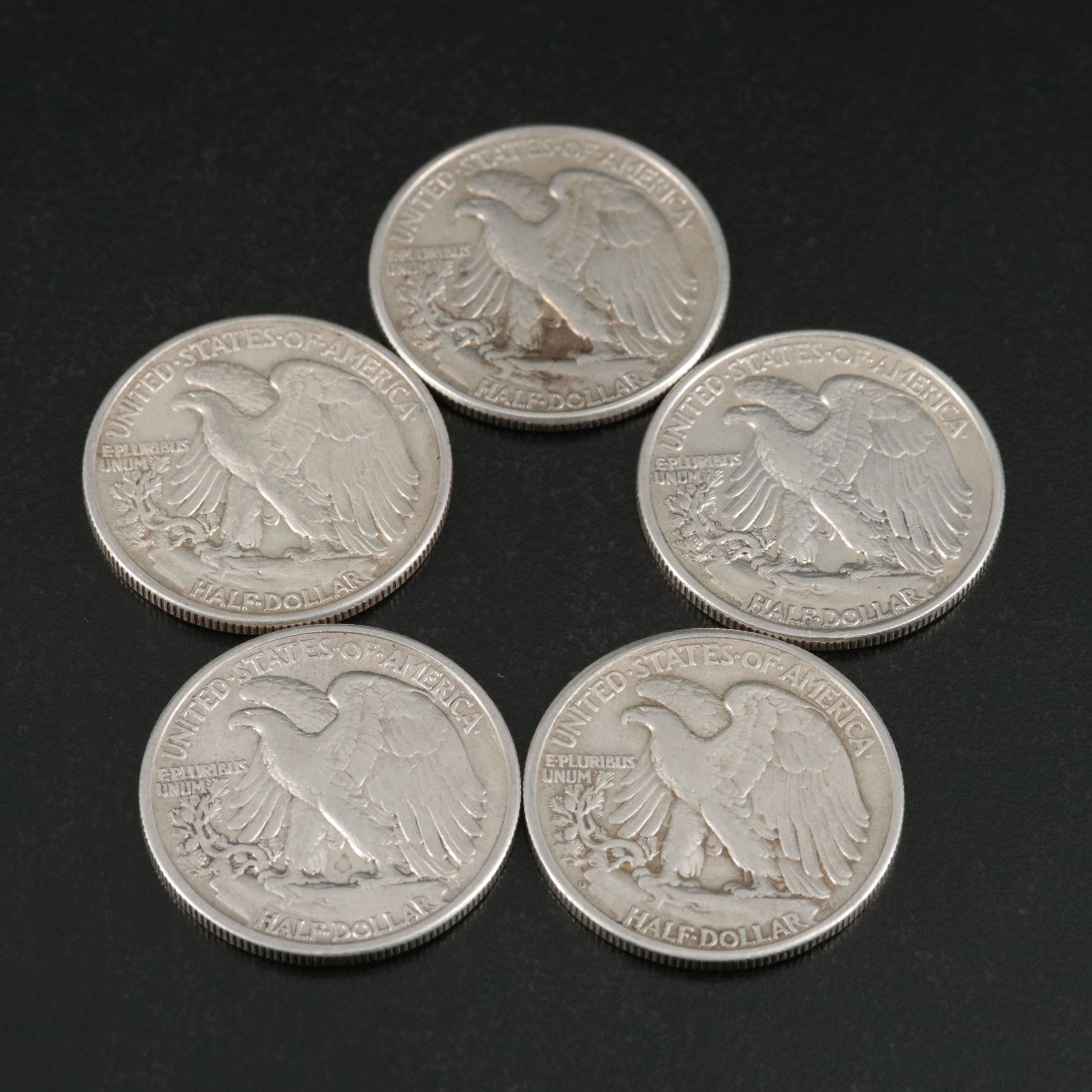 Twenty Walking Liberty Silver Half Dollars, 1940s