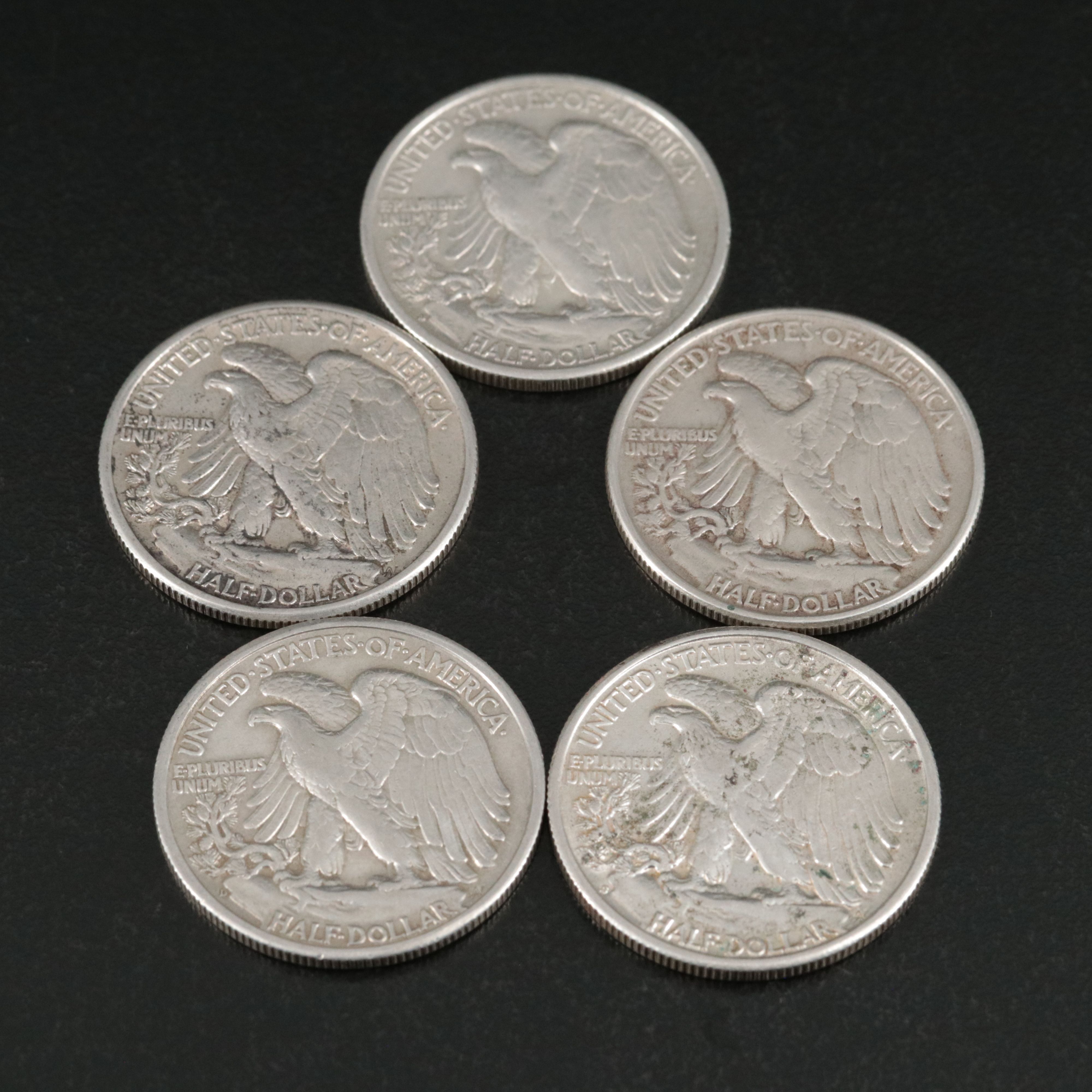 Twenty Walking Liberty Silver Half Dollars, 1940s