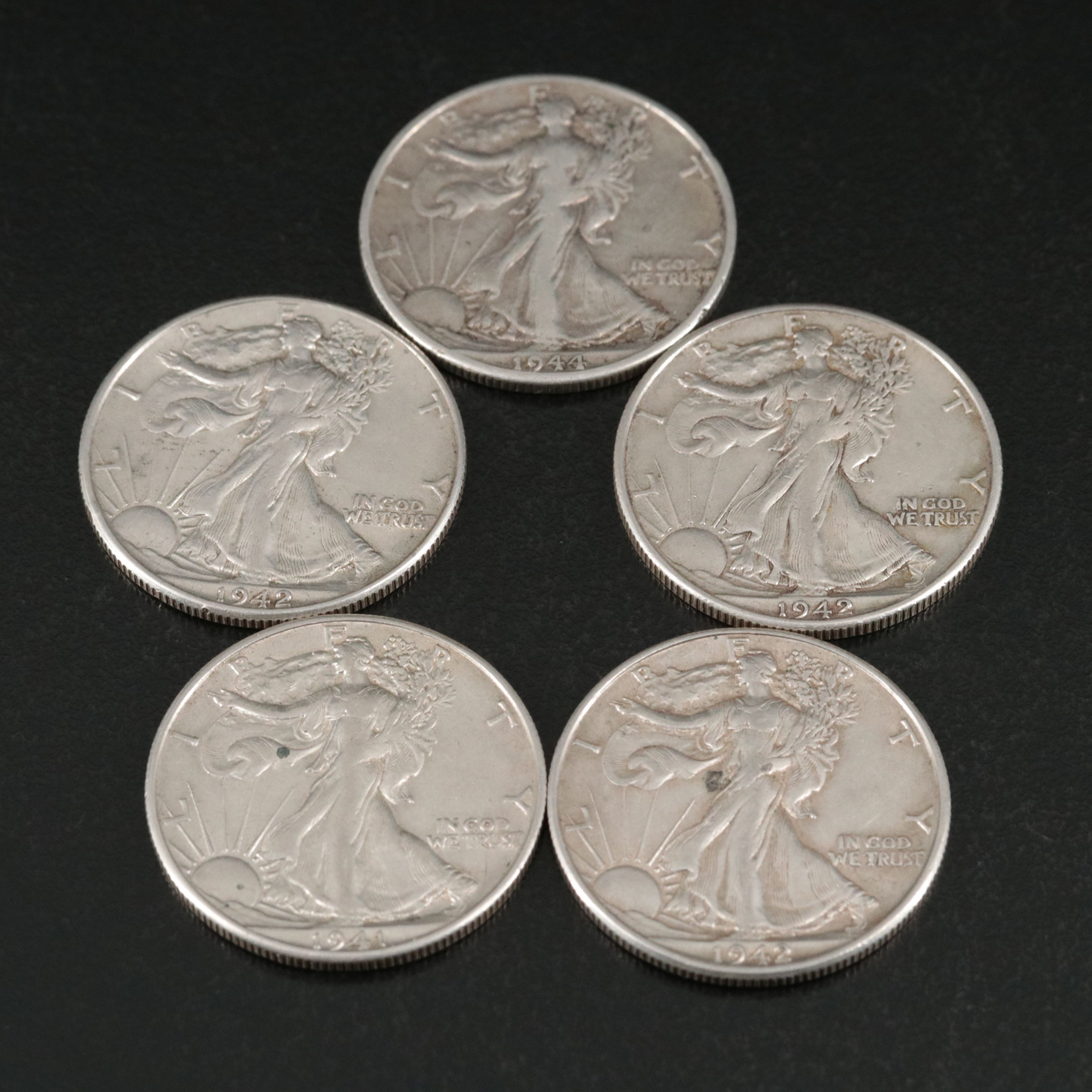 Twenty Walking Liberty Silver Half Dollars, 1940s