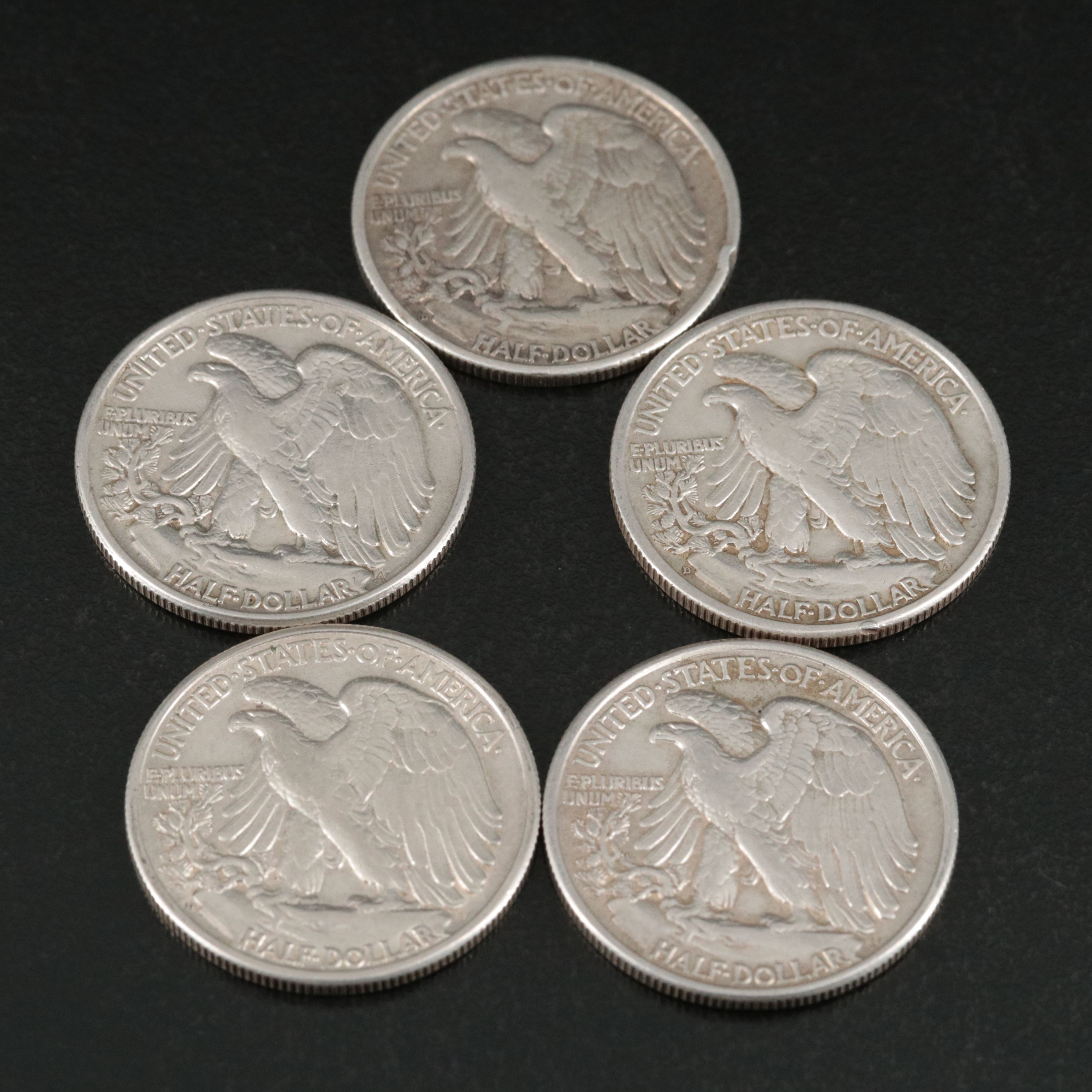 Twenty Walking Liberty Silver Half Dollars, 1940s