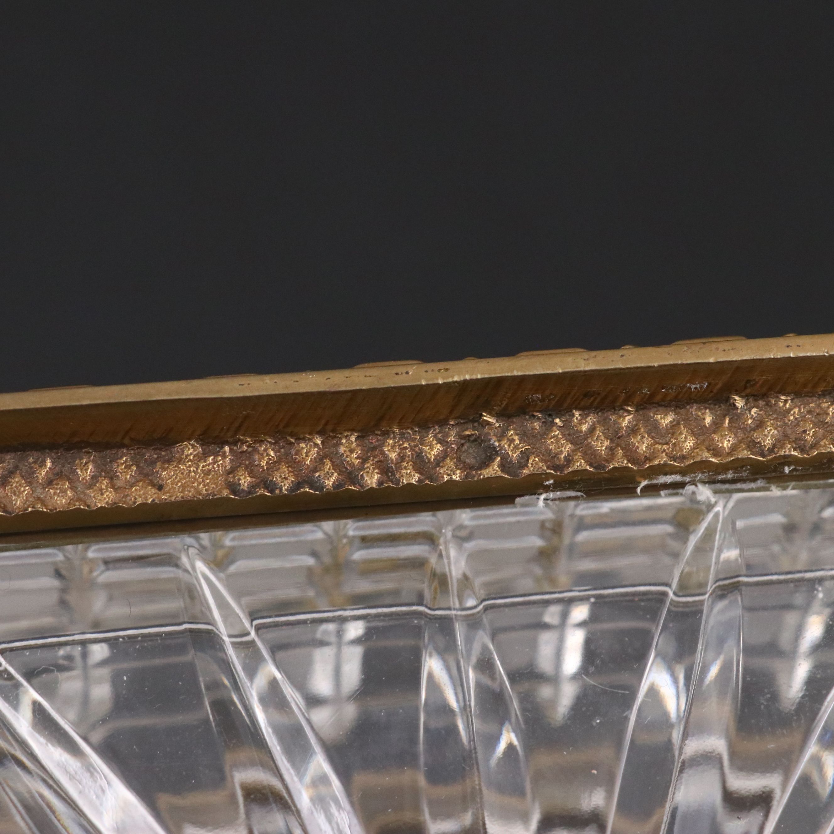 Cut Crystal and Brass Finish Square Decorative Box