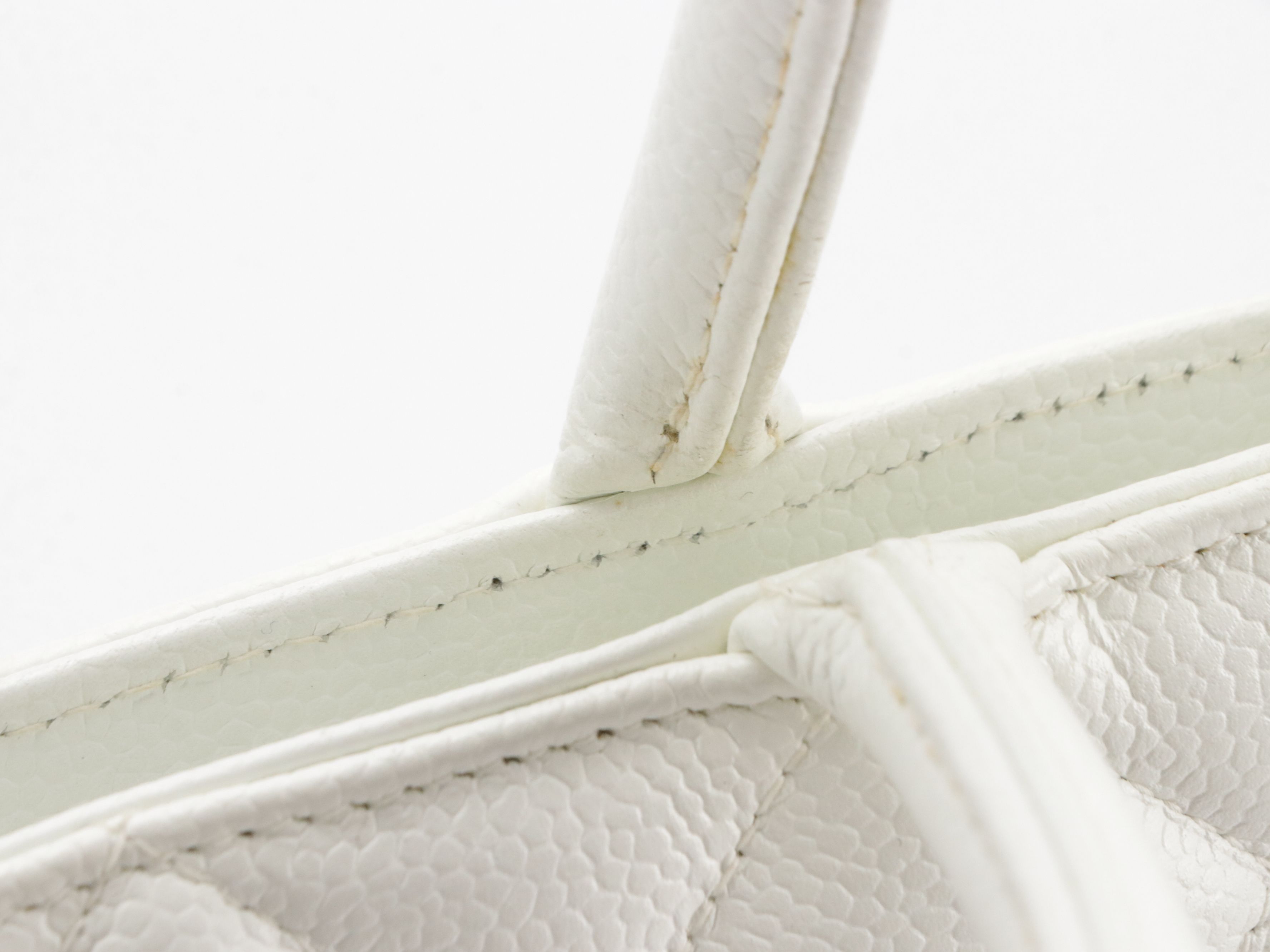 Chanel CC Medallion Tote Bag in White Caviar Leather with Box