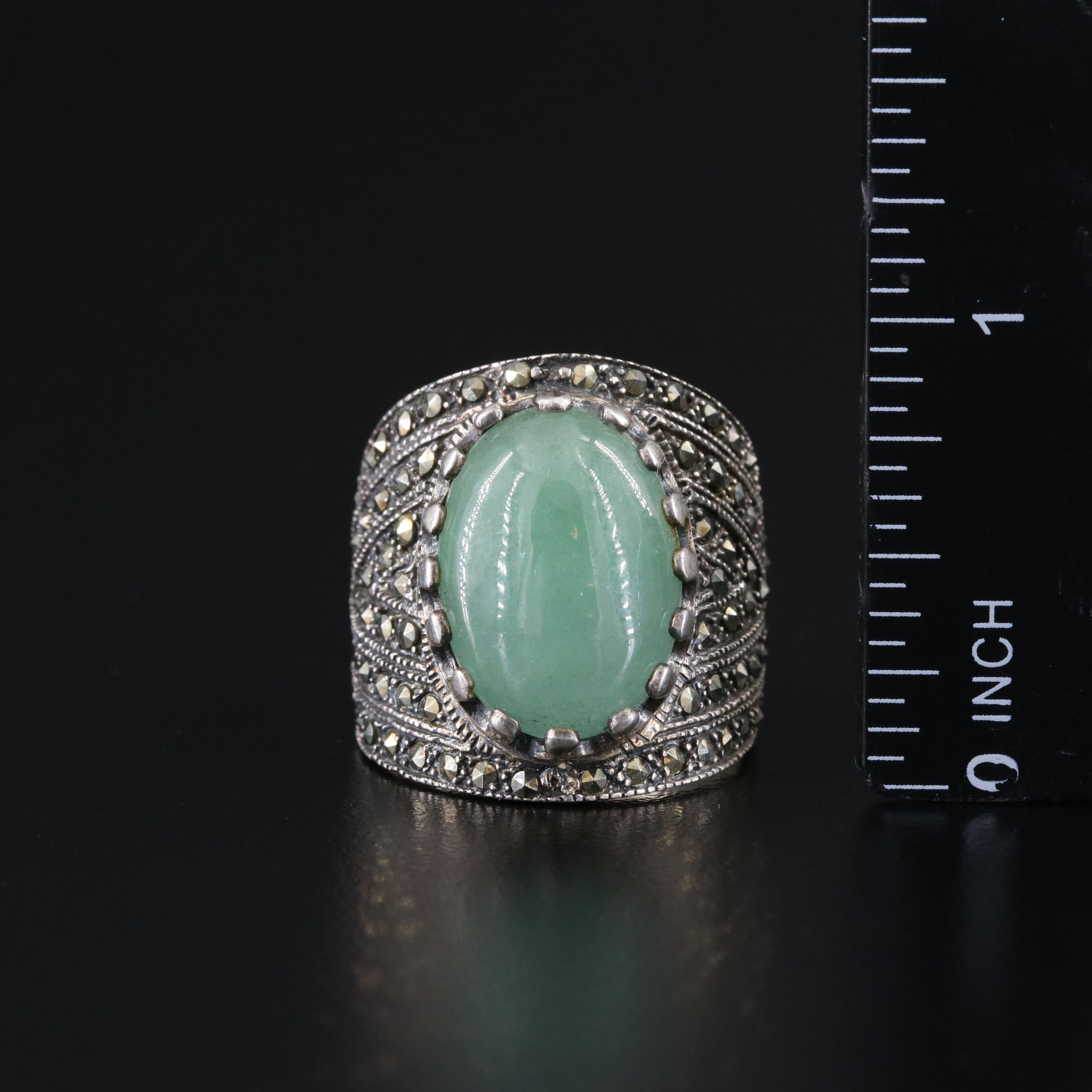 Sterling Ring Collection Including Agate, Lapis Lazuli and Pearl