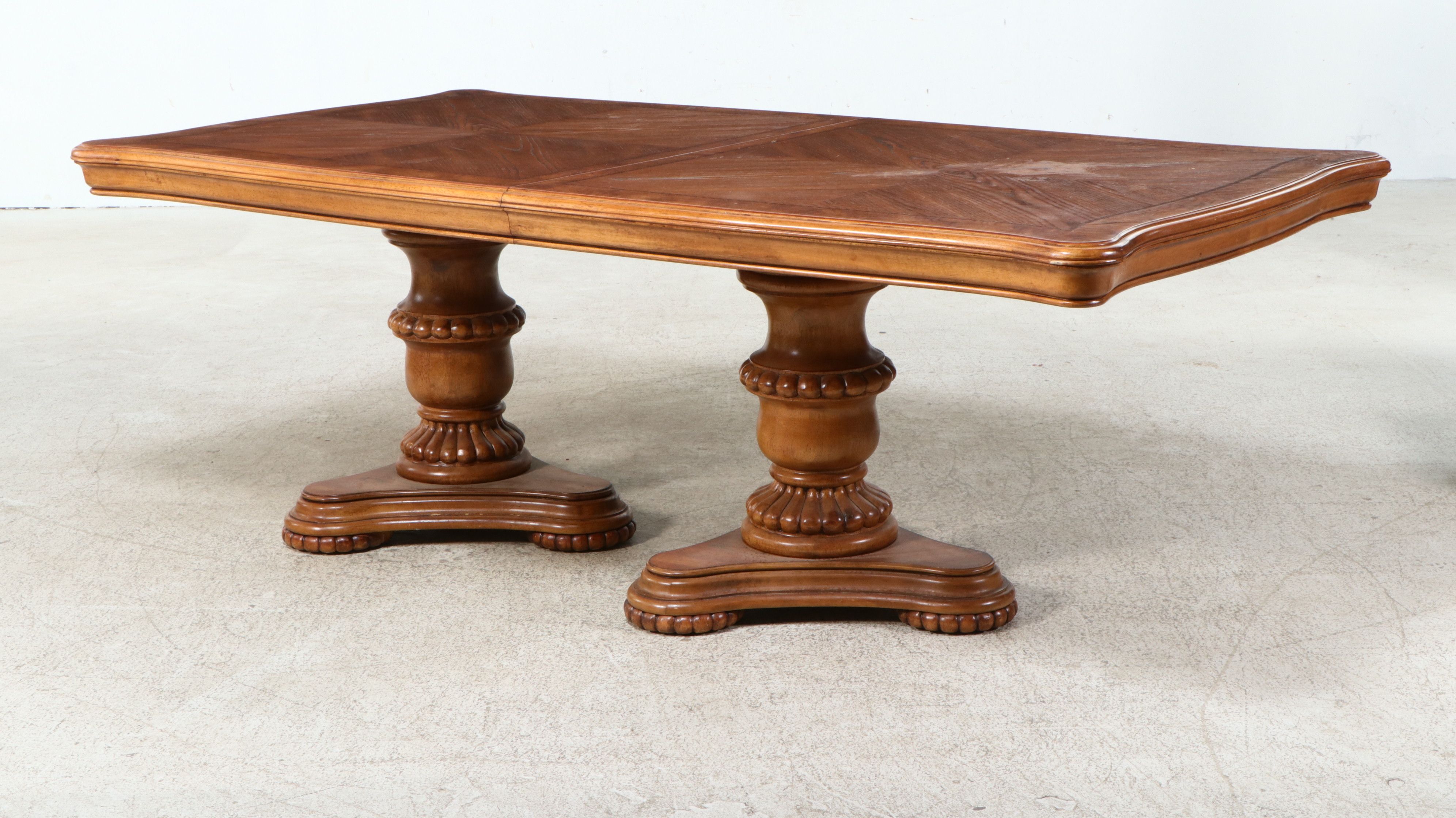 Neoclassical Style Inlaid Pedestal Dining Suite, Late 20th Century