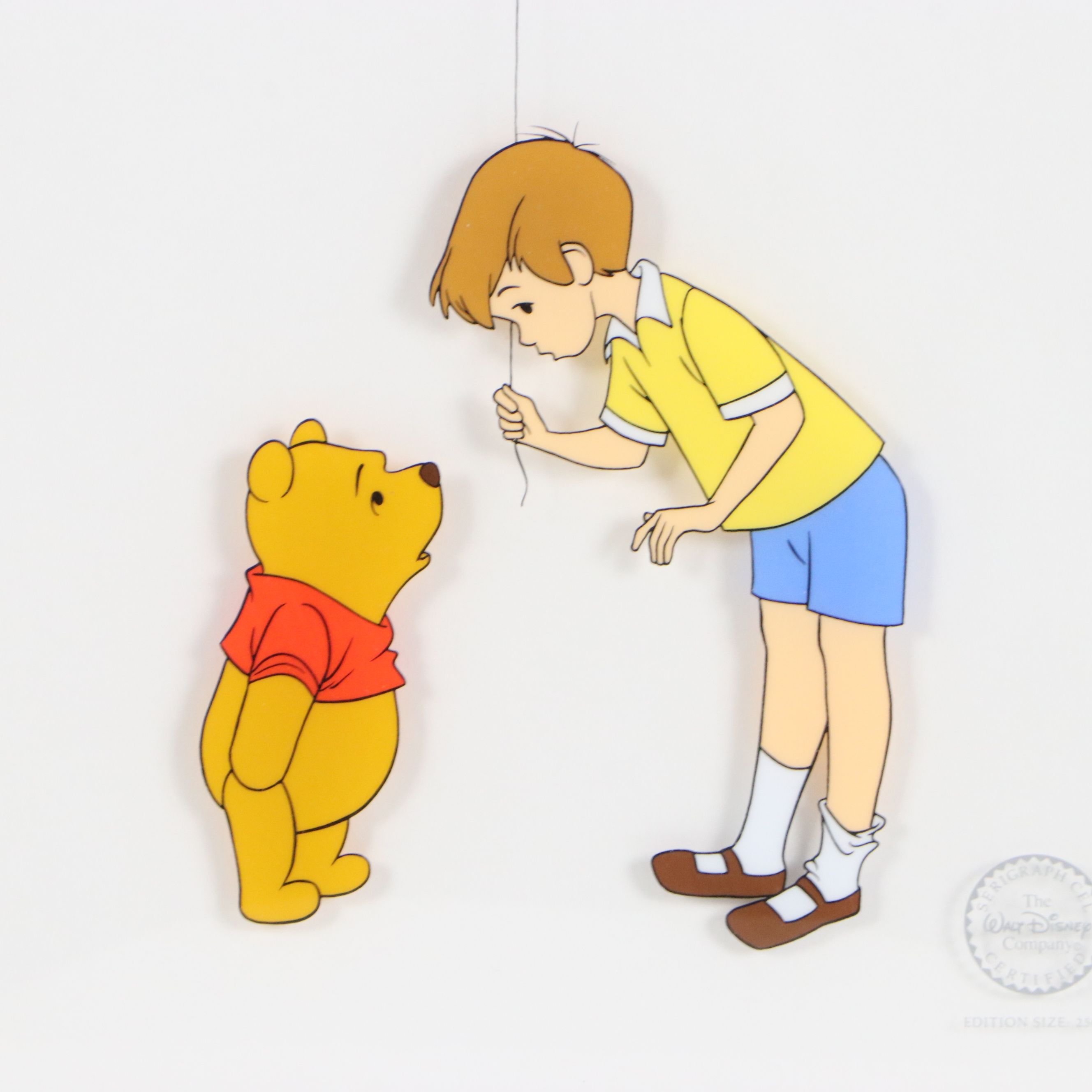 Walt Disney Serigraph Cel of Christopher Robin Talking to Winnie the Pooh, 1993