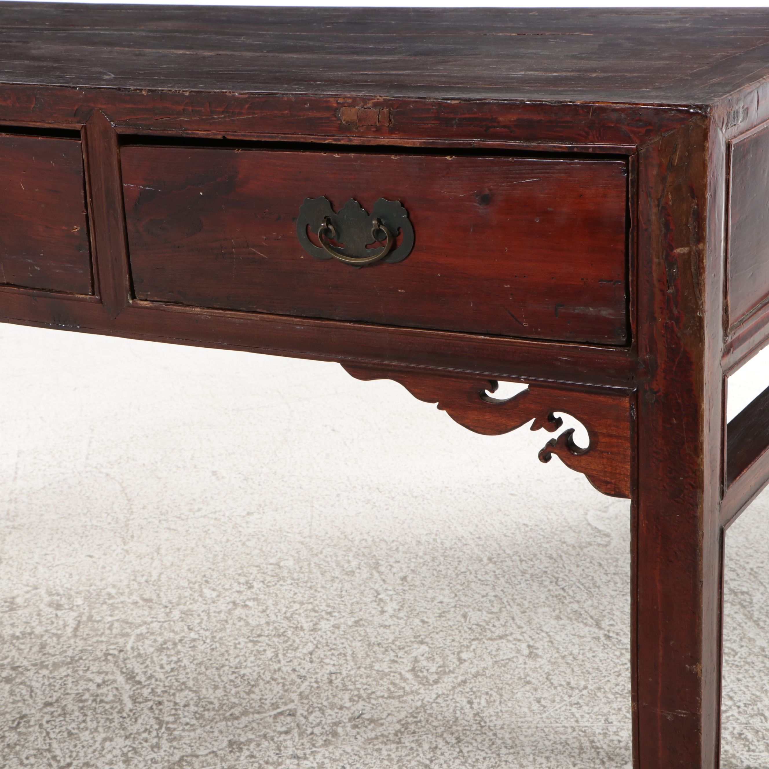 Chinese Elm Three-Drawer Altar Desk, Mid to Late 19th Century