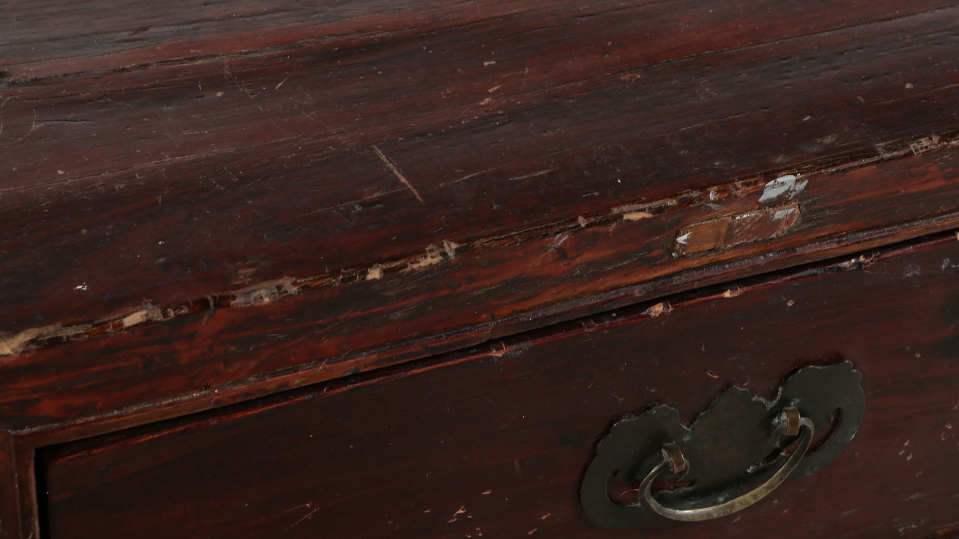 Chinese Elm Three-Drawer Altar Desk, Mid to Late 19th Century