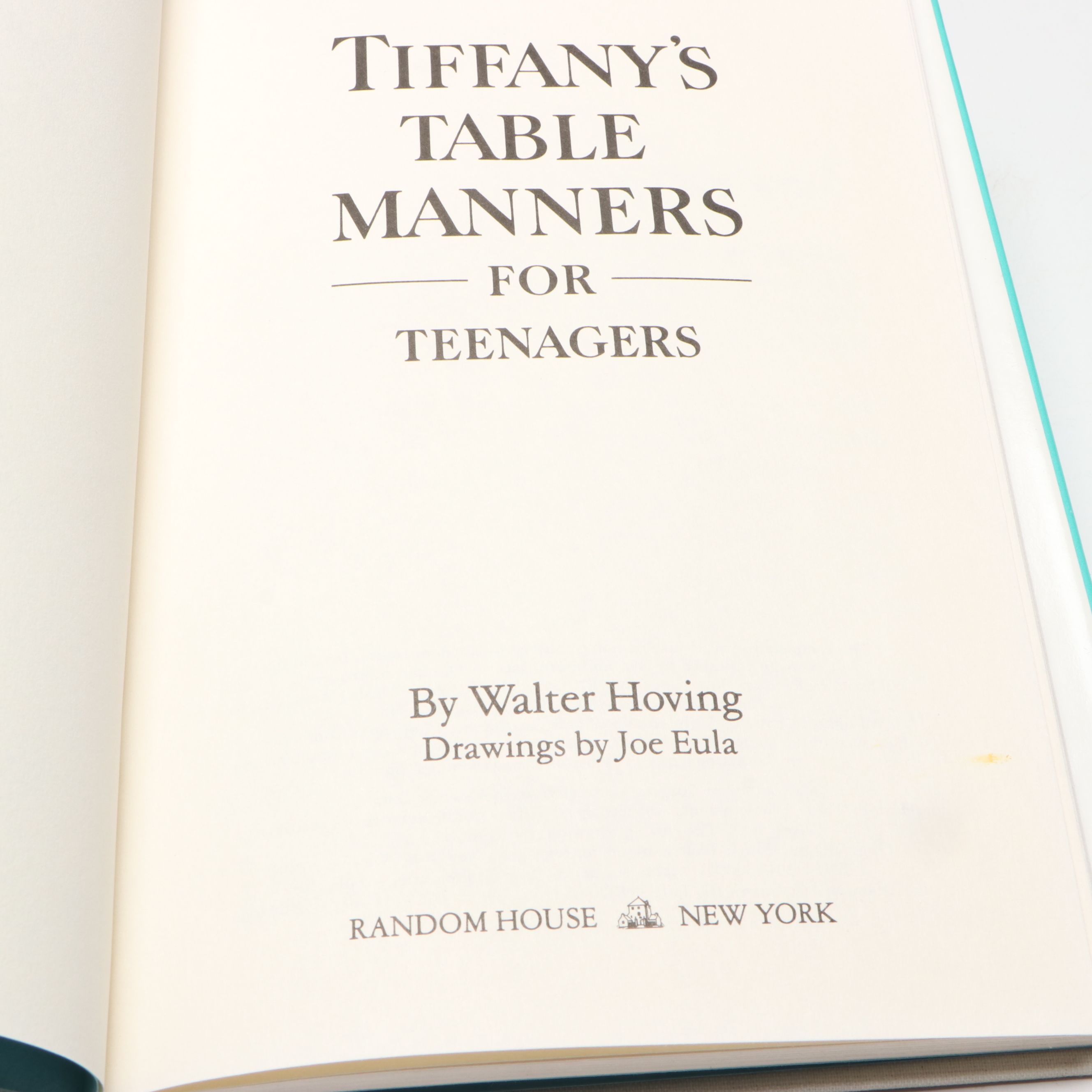 Illustrated "Tiffany's Table Manners for Teenagers" by Walter Hoving, 1989