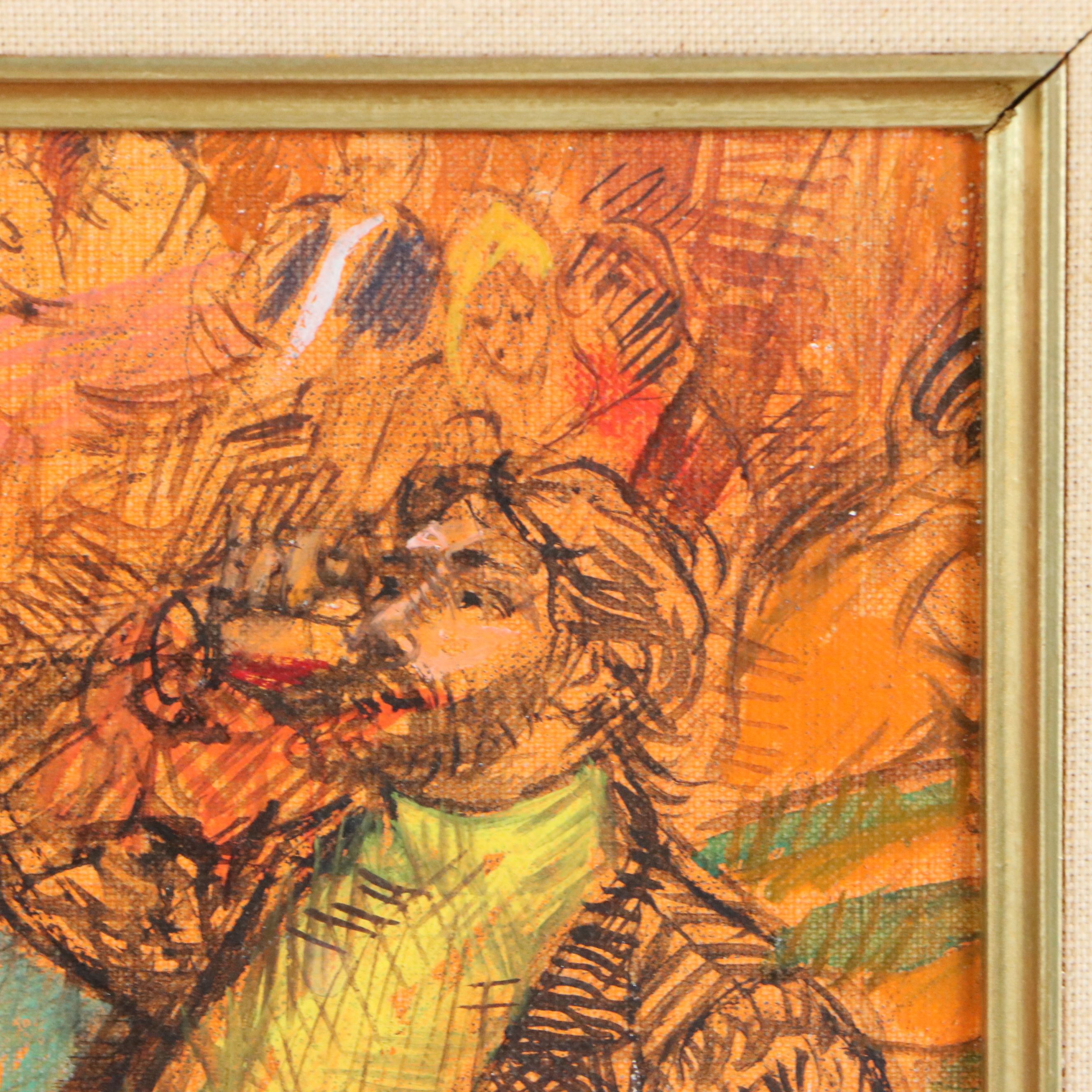 L. P. Moretti Oil Painting "Le repas du peintre et son modèle," 20th C.