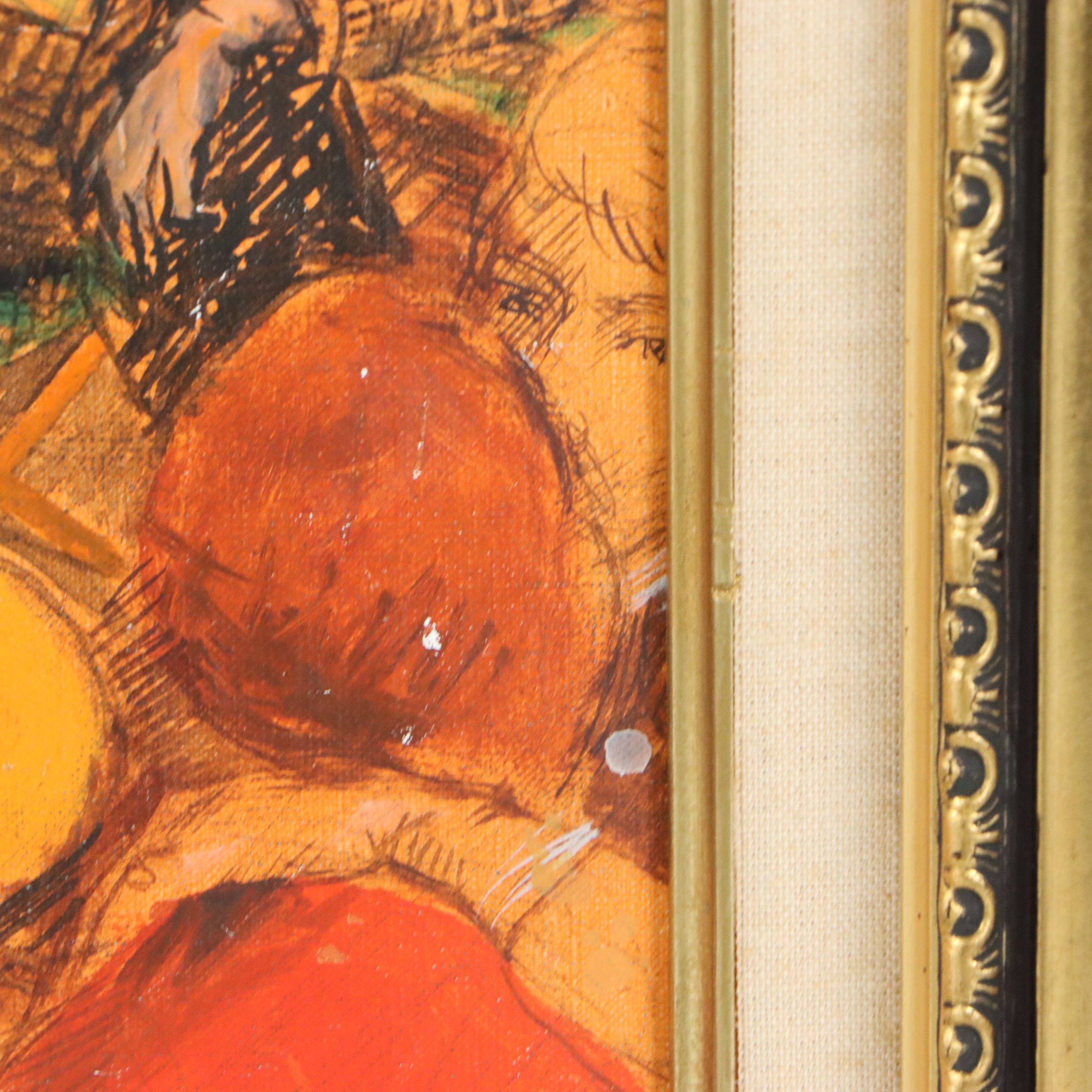 L. P. Moretti Oil Painting "Le repas du peintre et son modèle," 20th C.