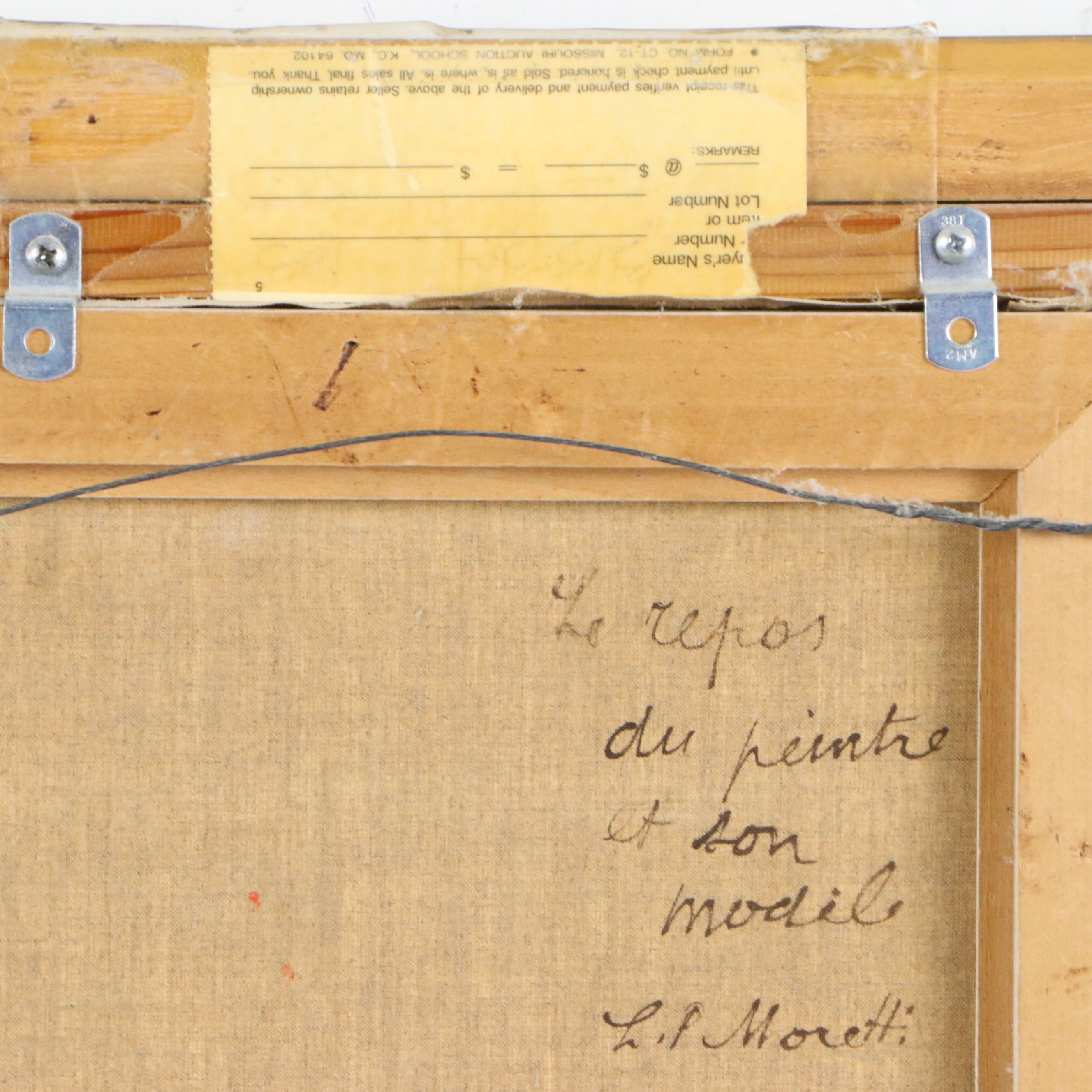 L. P. Moretti Oil Painting "Le repas du peintre et son modèle," 20th C.