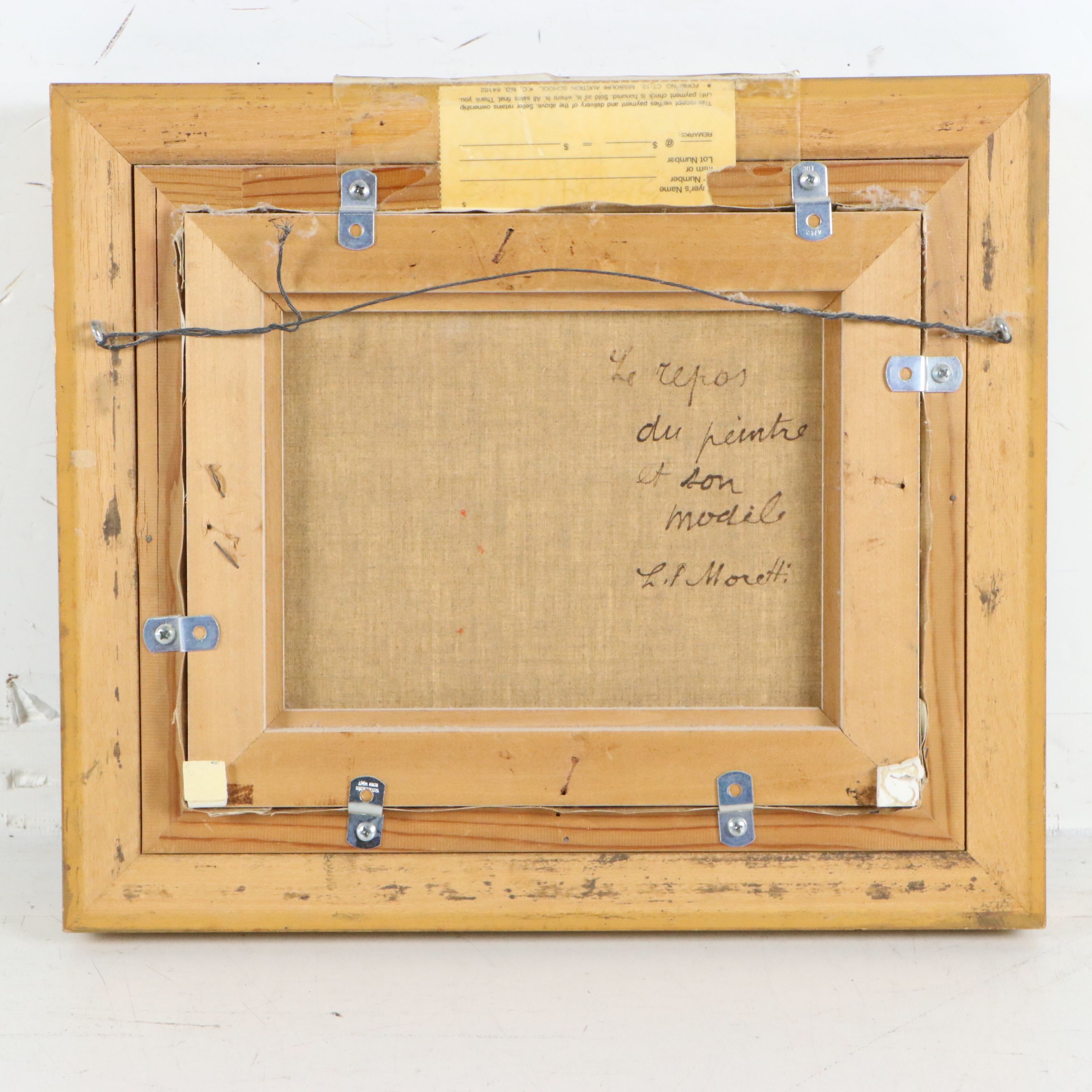 L. P. Moretti Oil Painting "Le repas du peintre et son modèle," 20th C.