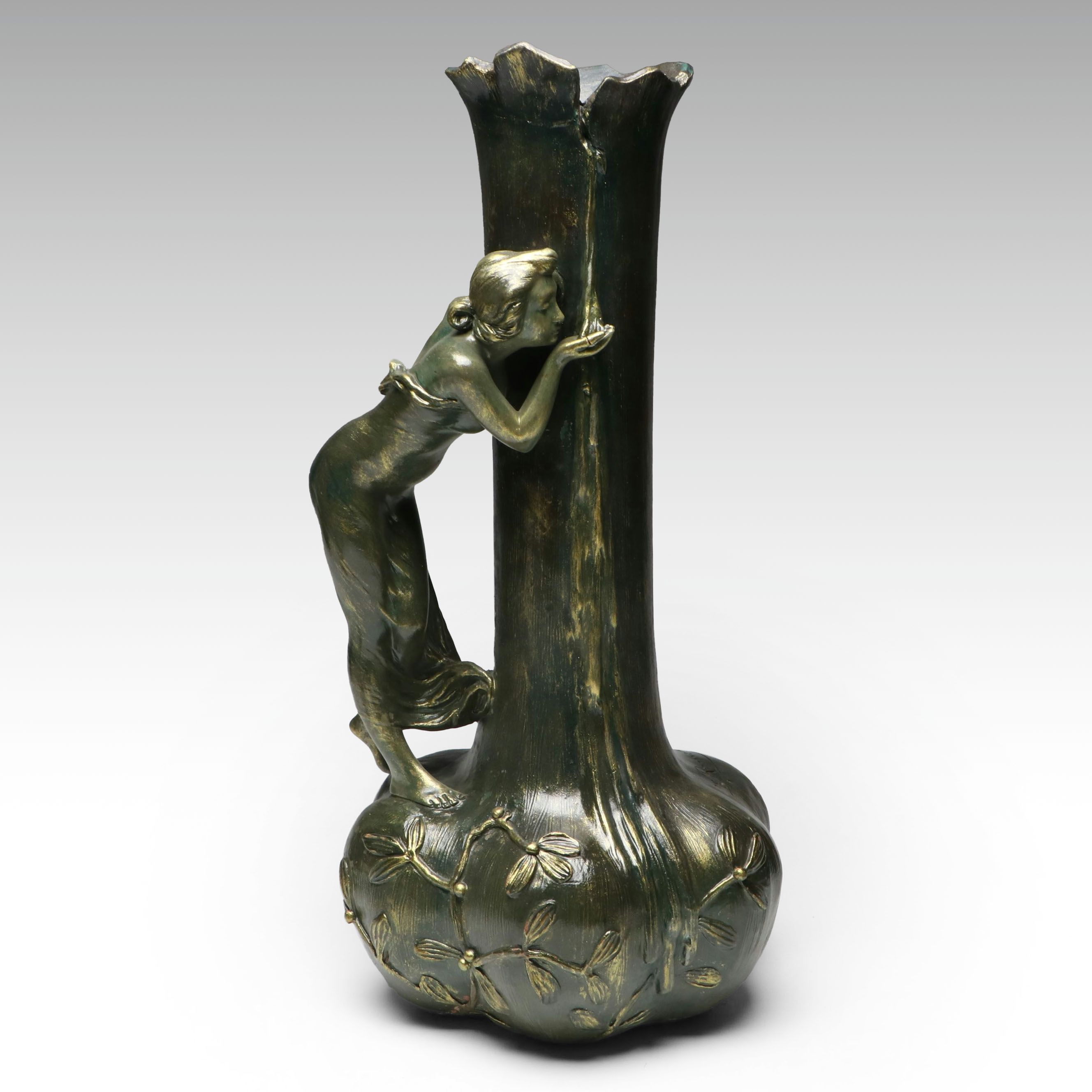 After Aristide de Ranieri Art Nouveau Style Terracotta Vase