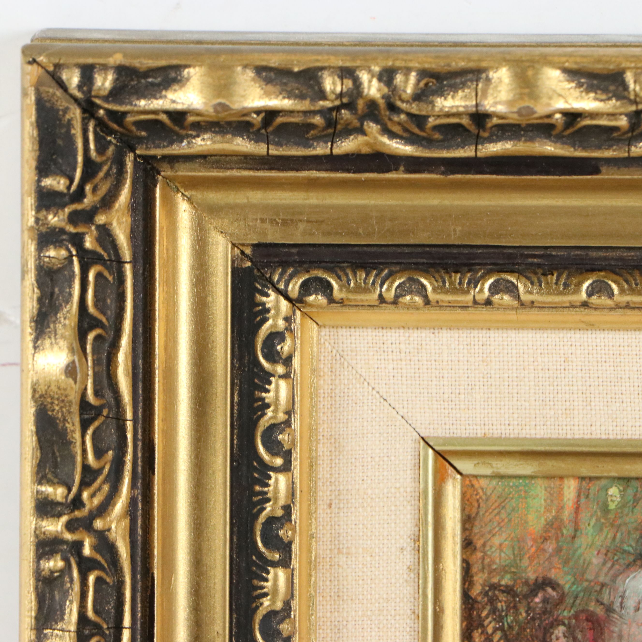 L. P. Moretti Oil on Canvas "French Cancan," Mid to Late 20th Century