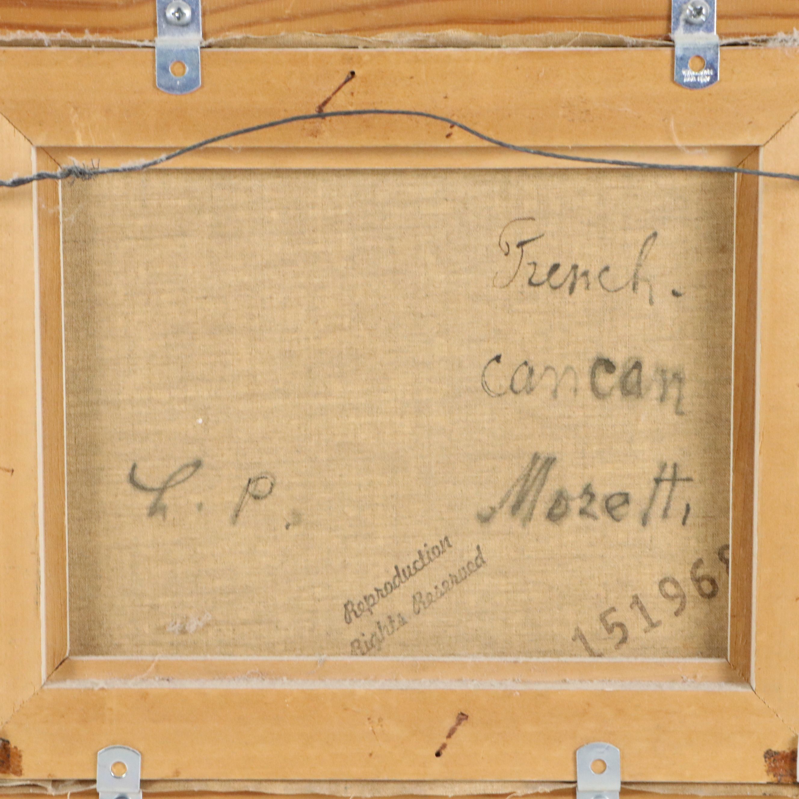 L. P. Moretti Oil on Canvas "French Cancan," Mid to Late 20th Century