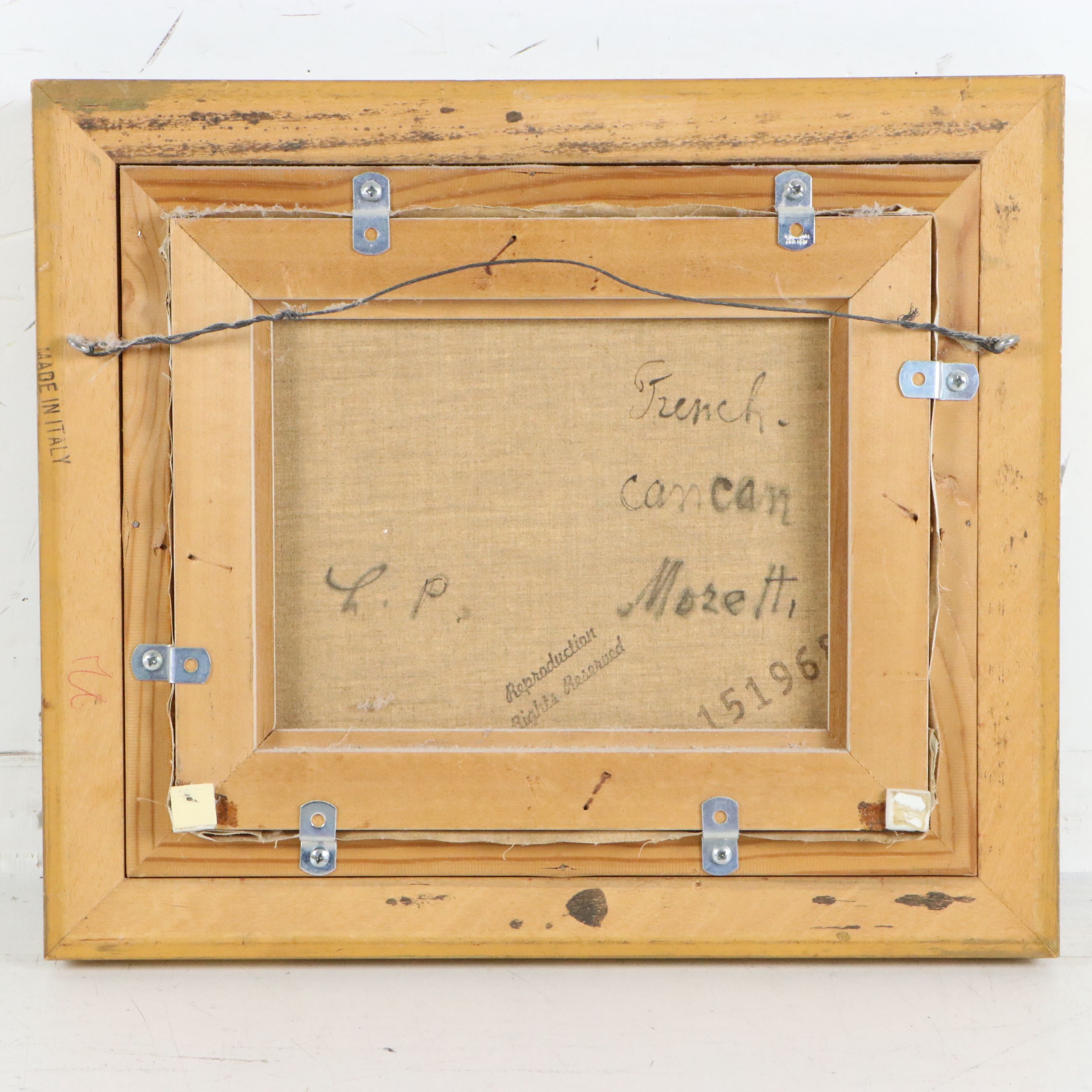 L. P. Moretti Oil on Canvas "French Cancan," Mid to Late 20th Century