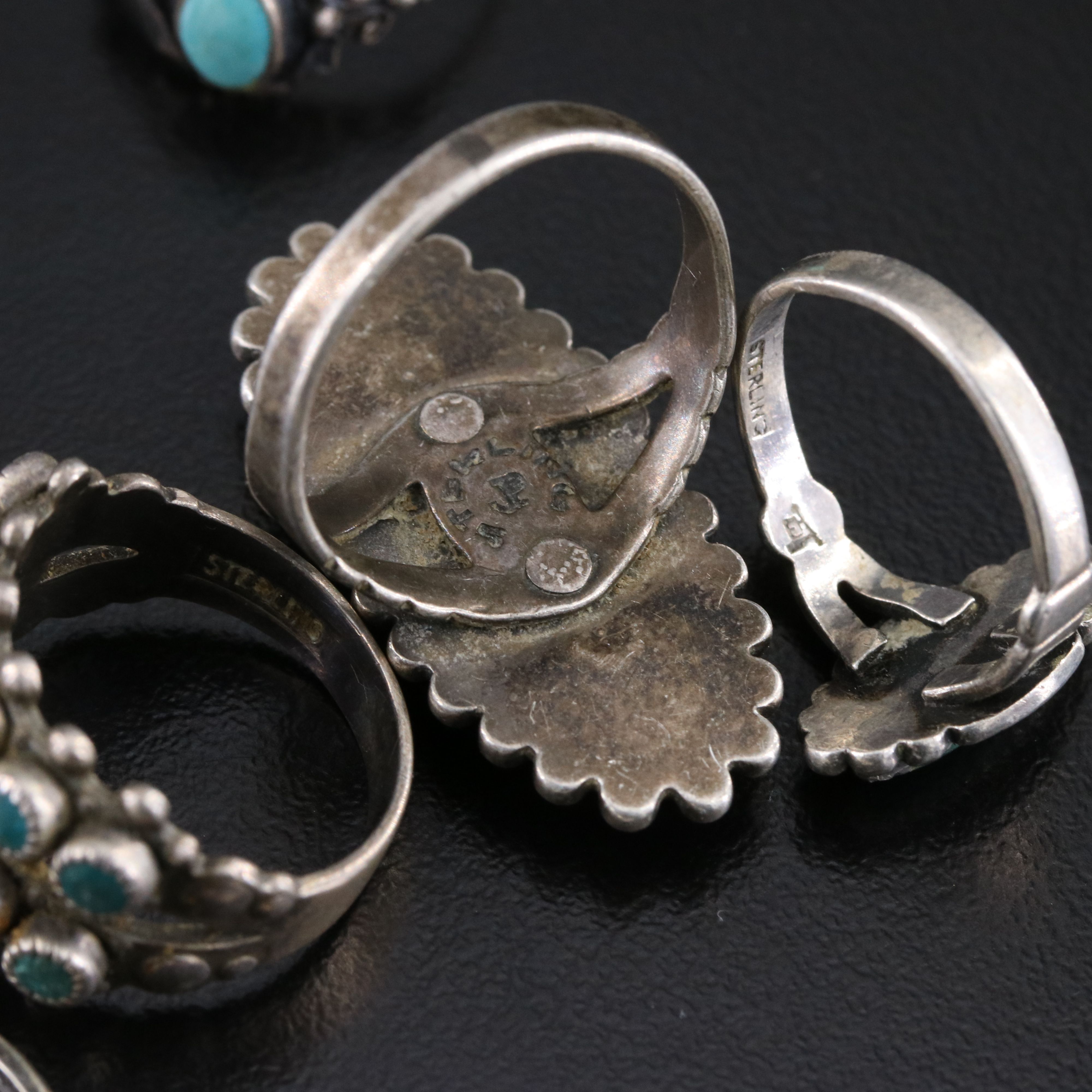 Southwestern Sterling Ring Collection Featuring Turquoise and Faux Turquoise