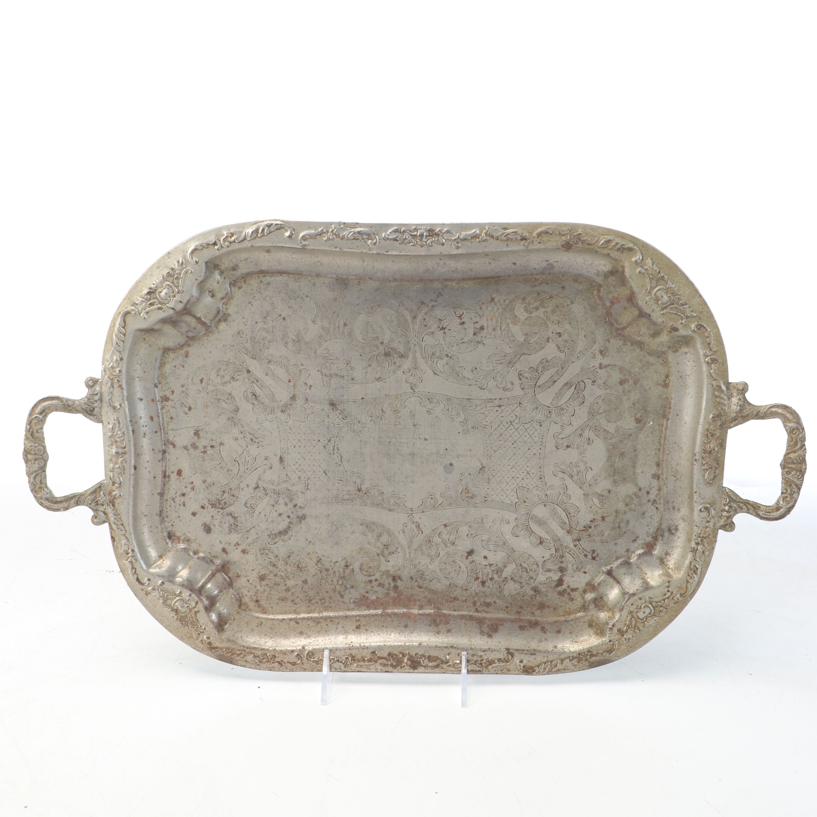 Meridian Victorian Style Silver Plate Tray with Aluminium and Other Serveware