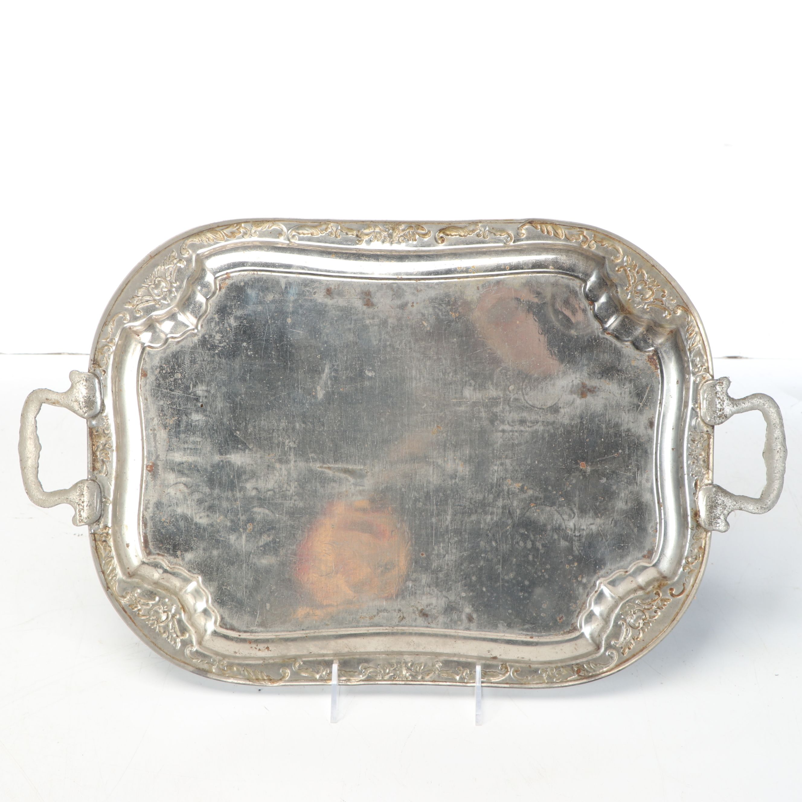 Meridian Victorian Style Silver Plate Tray with Aluminium and Other Serveware