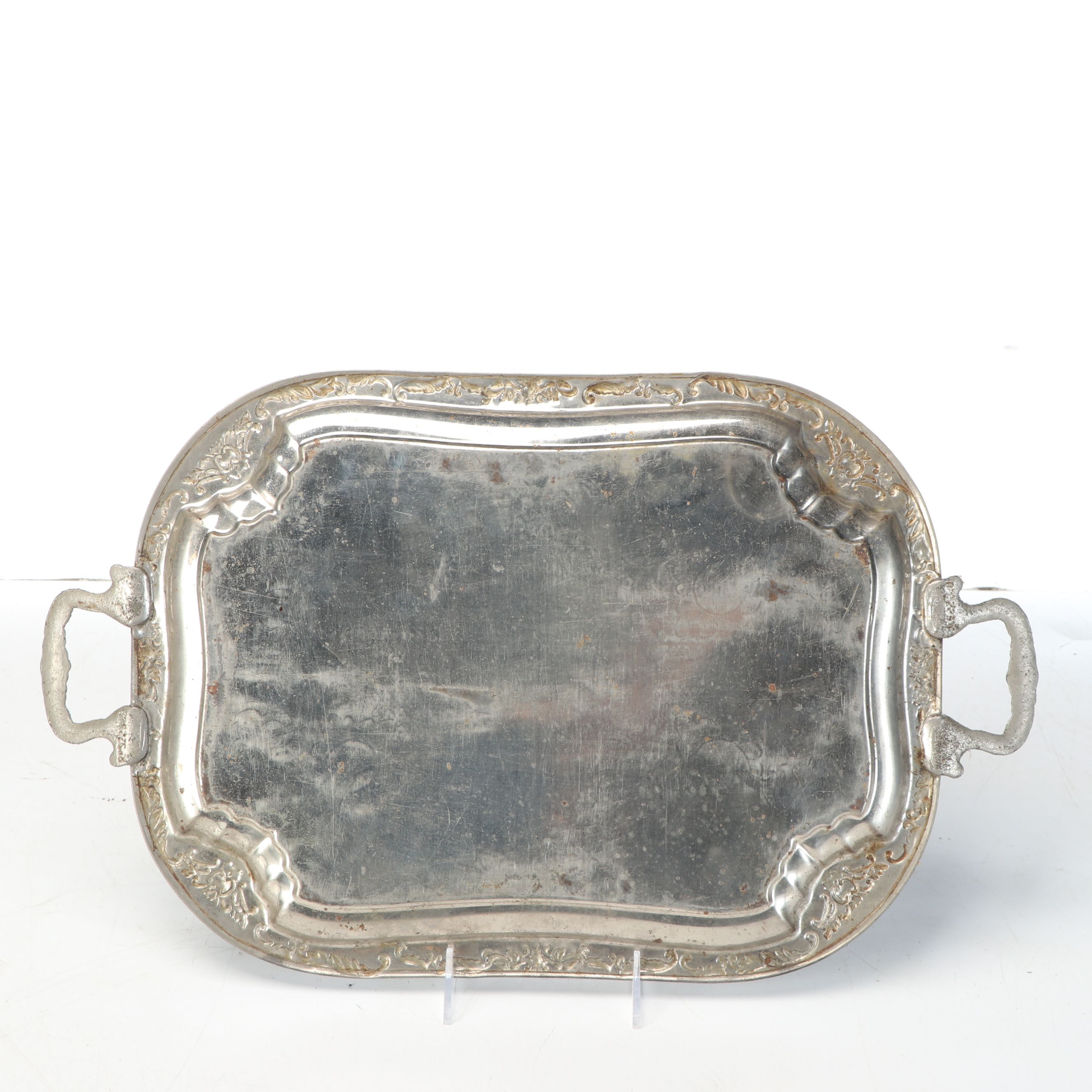 Meridian Victorian Style Silver Plate Tray with Aluminium and Other Serveware
