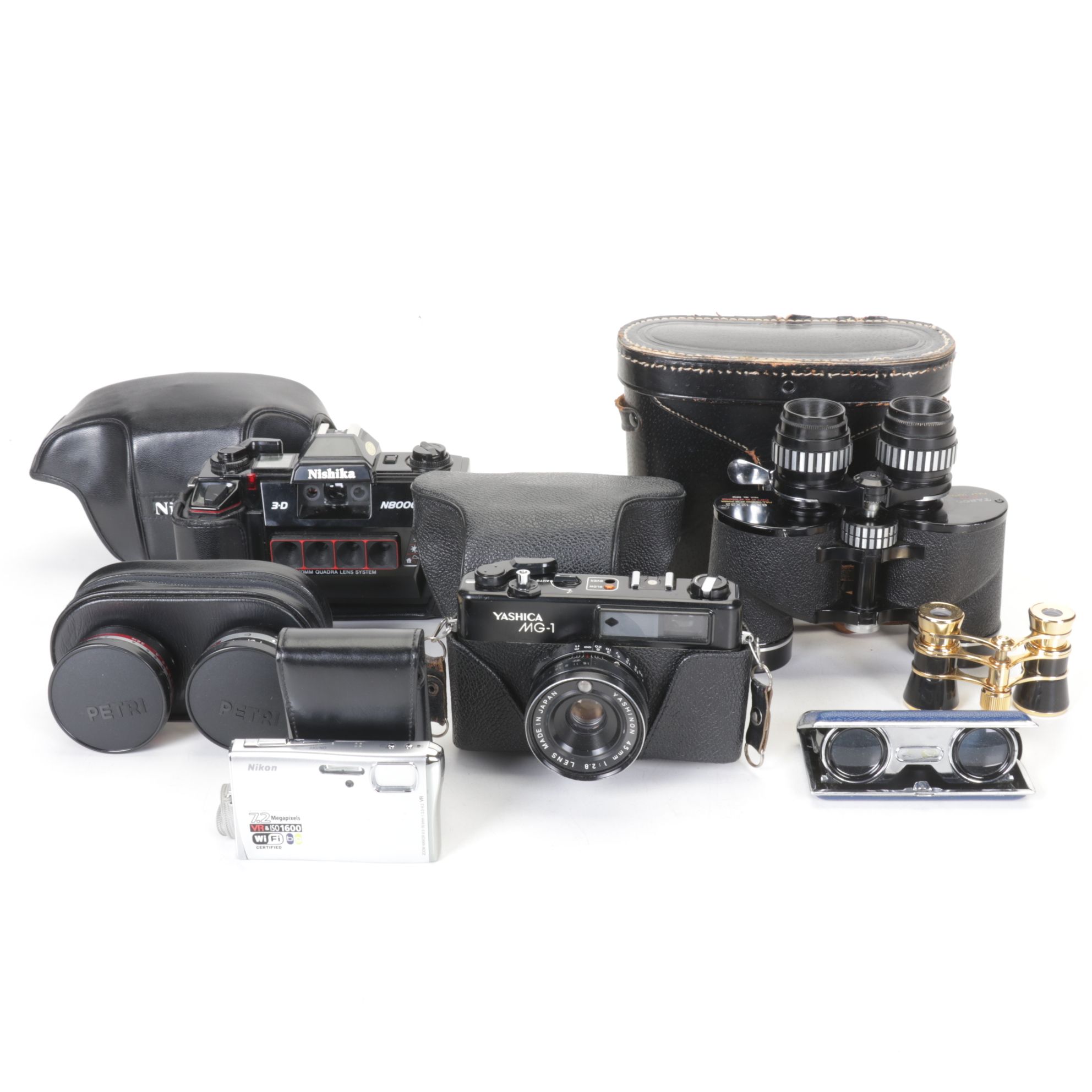 Yashica and Nishika Film Cameras with Binoculars and More