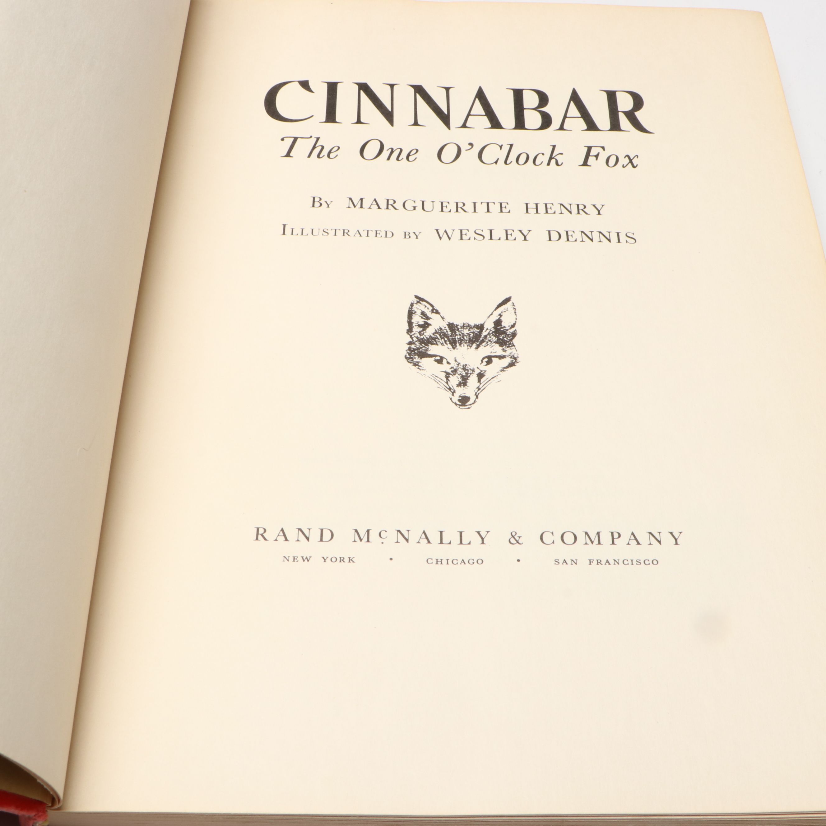 First Edition "Cinnabar, the One O'Clock Fox" by Marguerite Henry, 1956