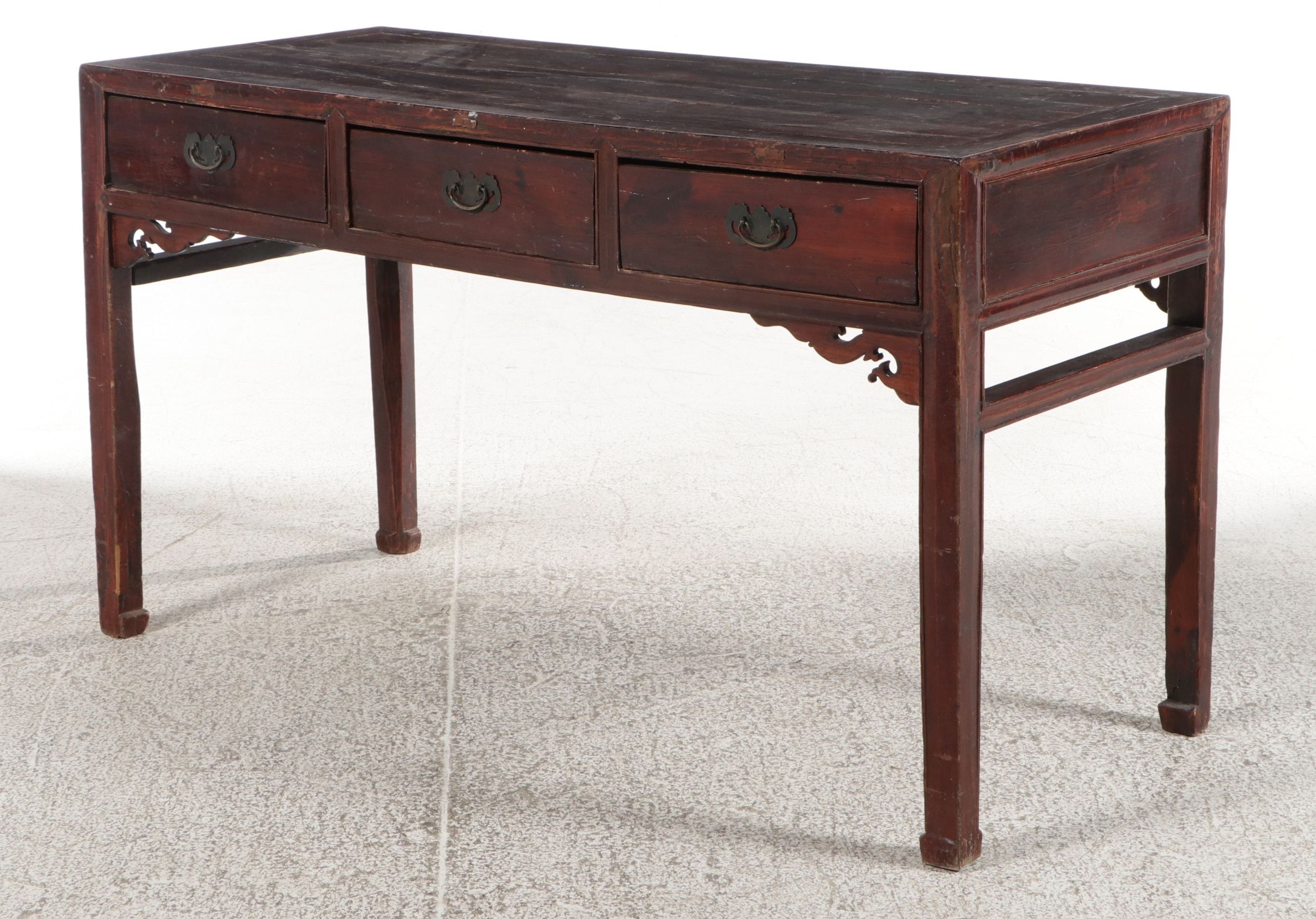 Chinese Elm Three-Drawer Altar Desk, Mid to Late 19th Century