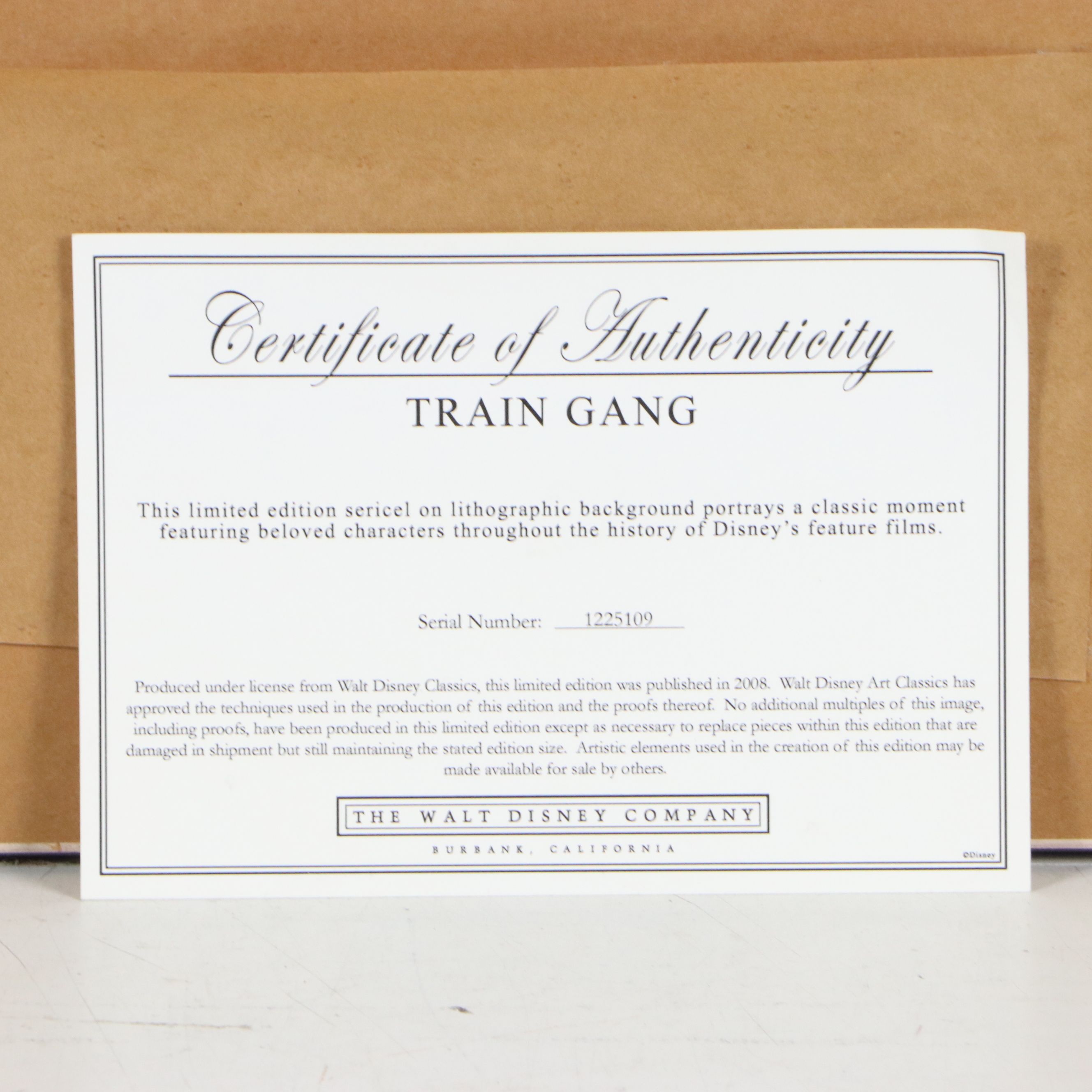 Disney Serigraph Cel "Train Gang," 2008