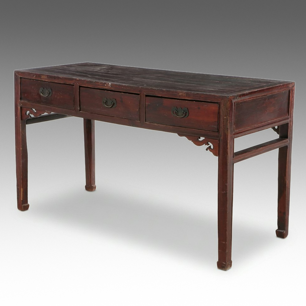 Chinese Elm Three-Drawer Altar Desk, Mid to Late 19th Century