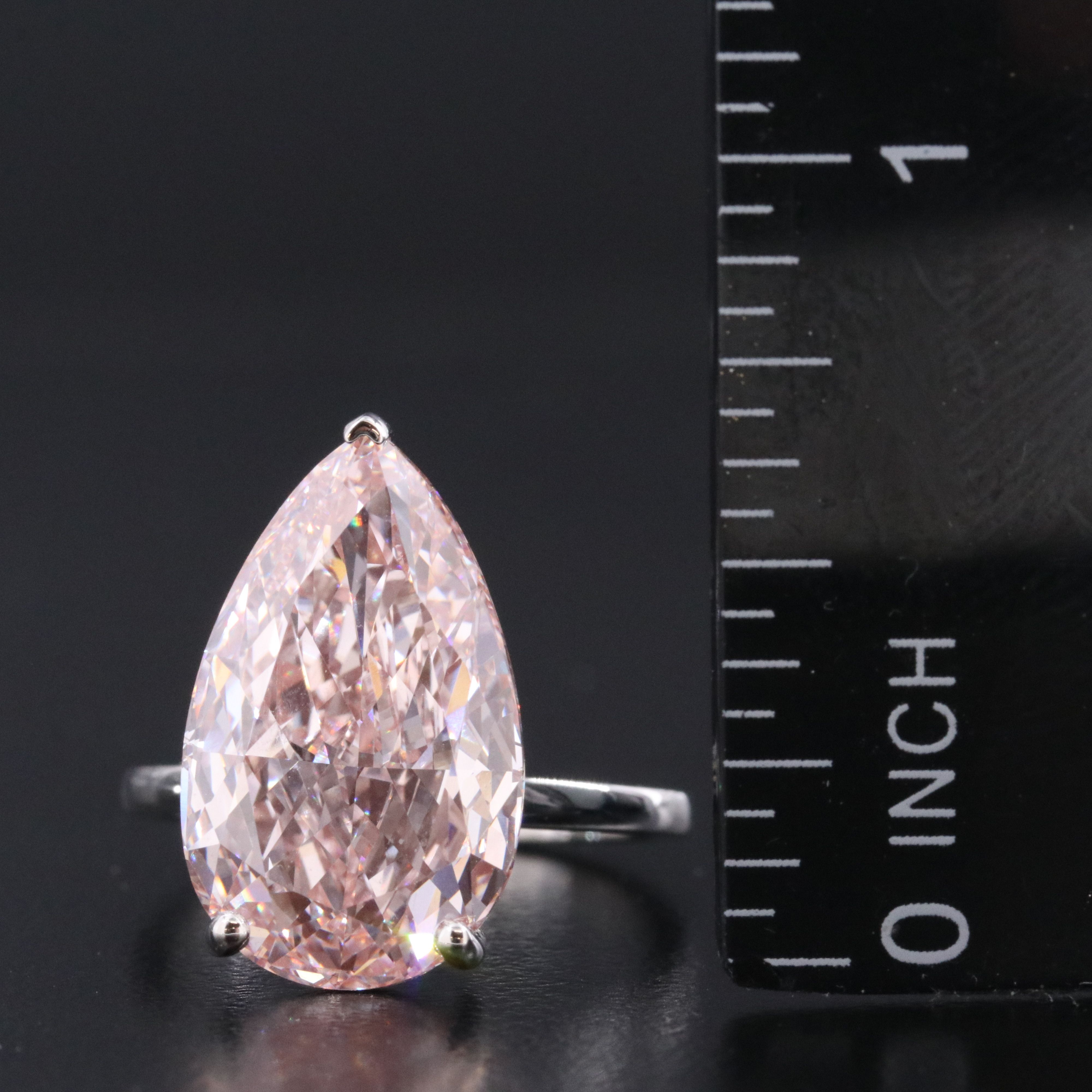 Platinum 9.59 CT Lab Grown Fancy Intense Pink Diamond Ring with IGI Report