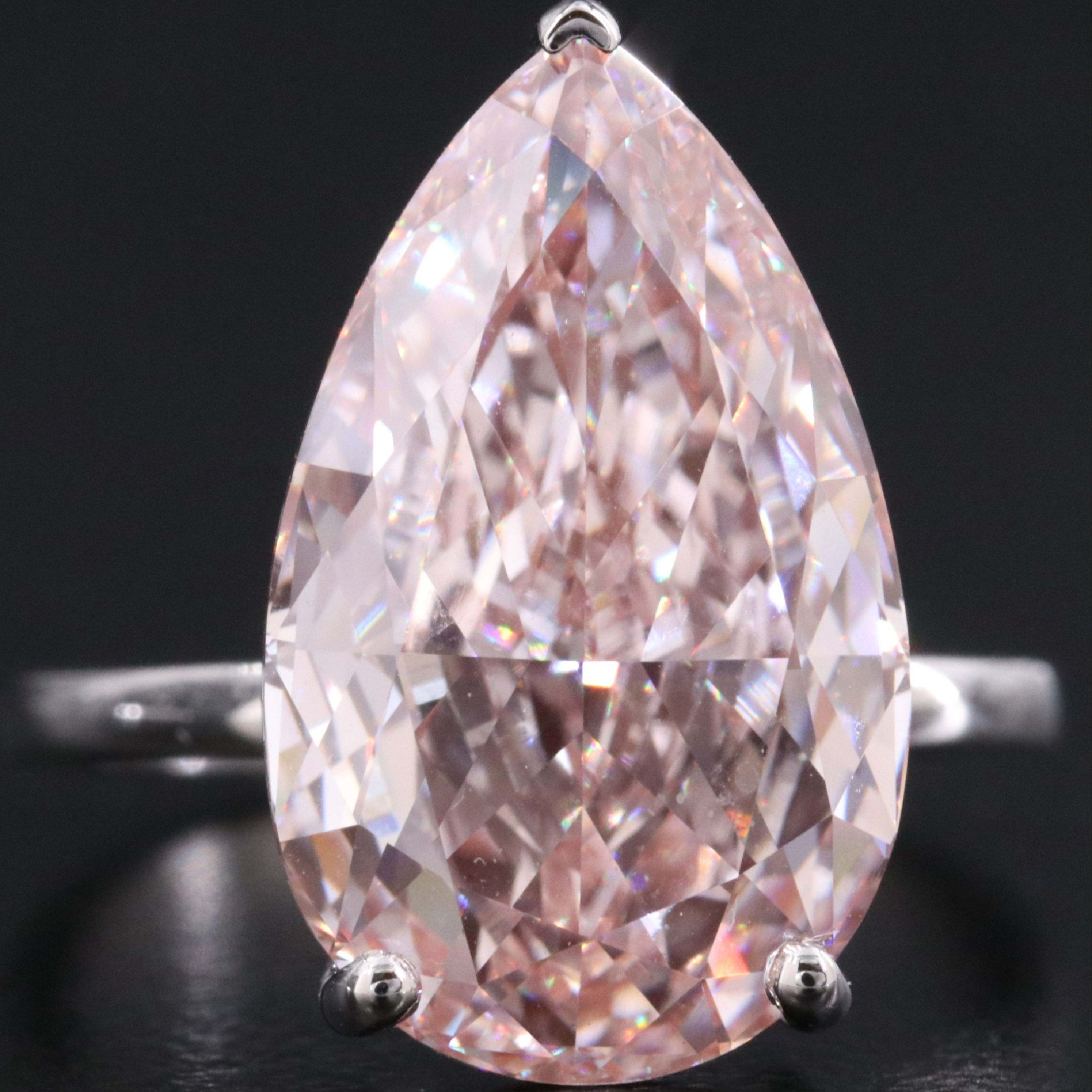 Platinum 9.59 CT Lab Grown Fancy Intense Pink Diamond Ring with IGI Report