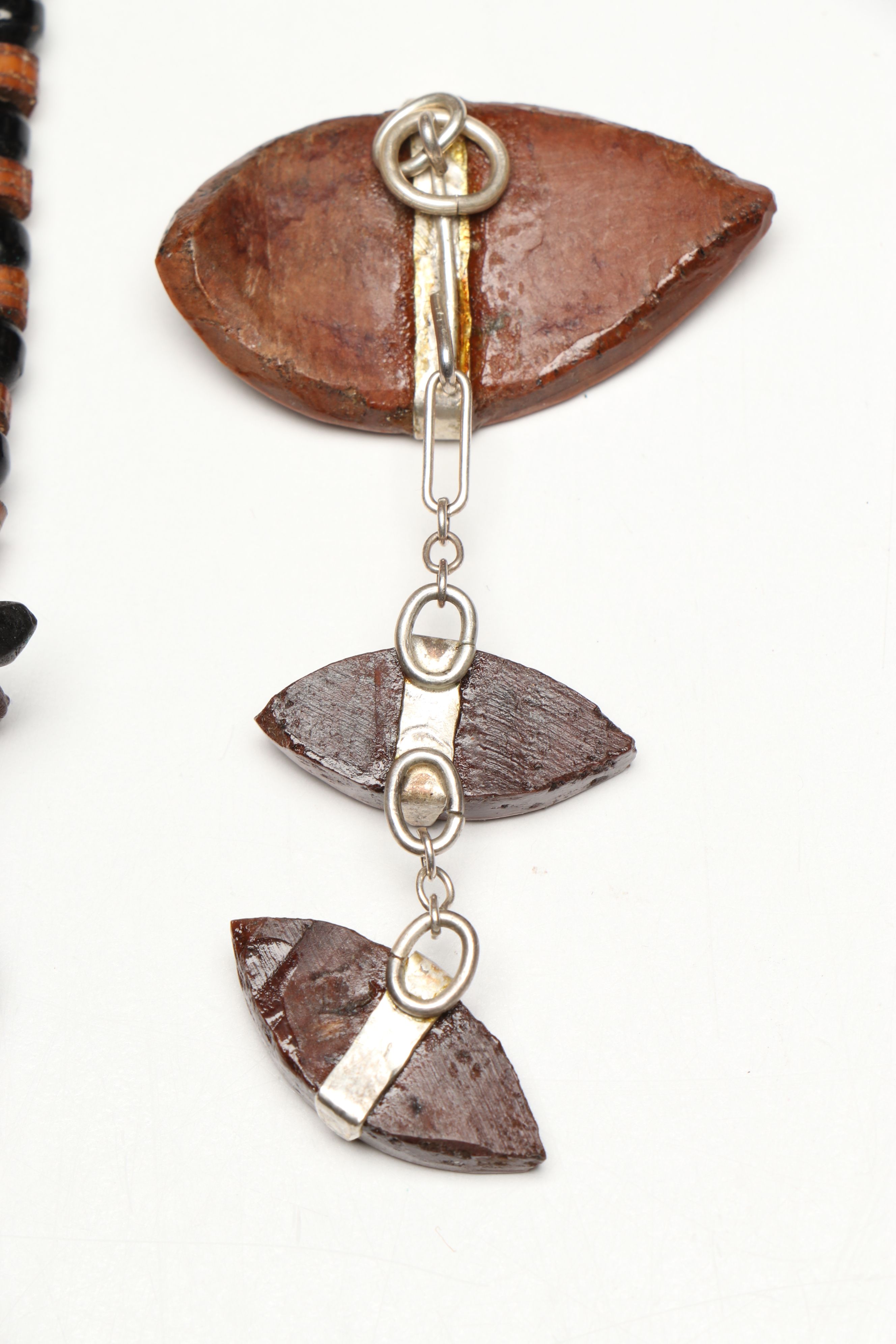 Ghanaian Wood Pitcher and More Calabash Gourd Vessels, Jewelry