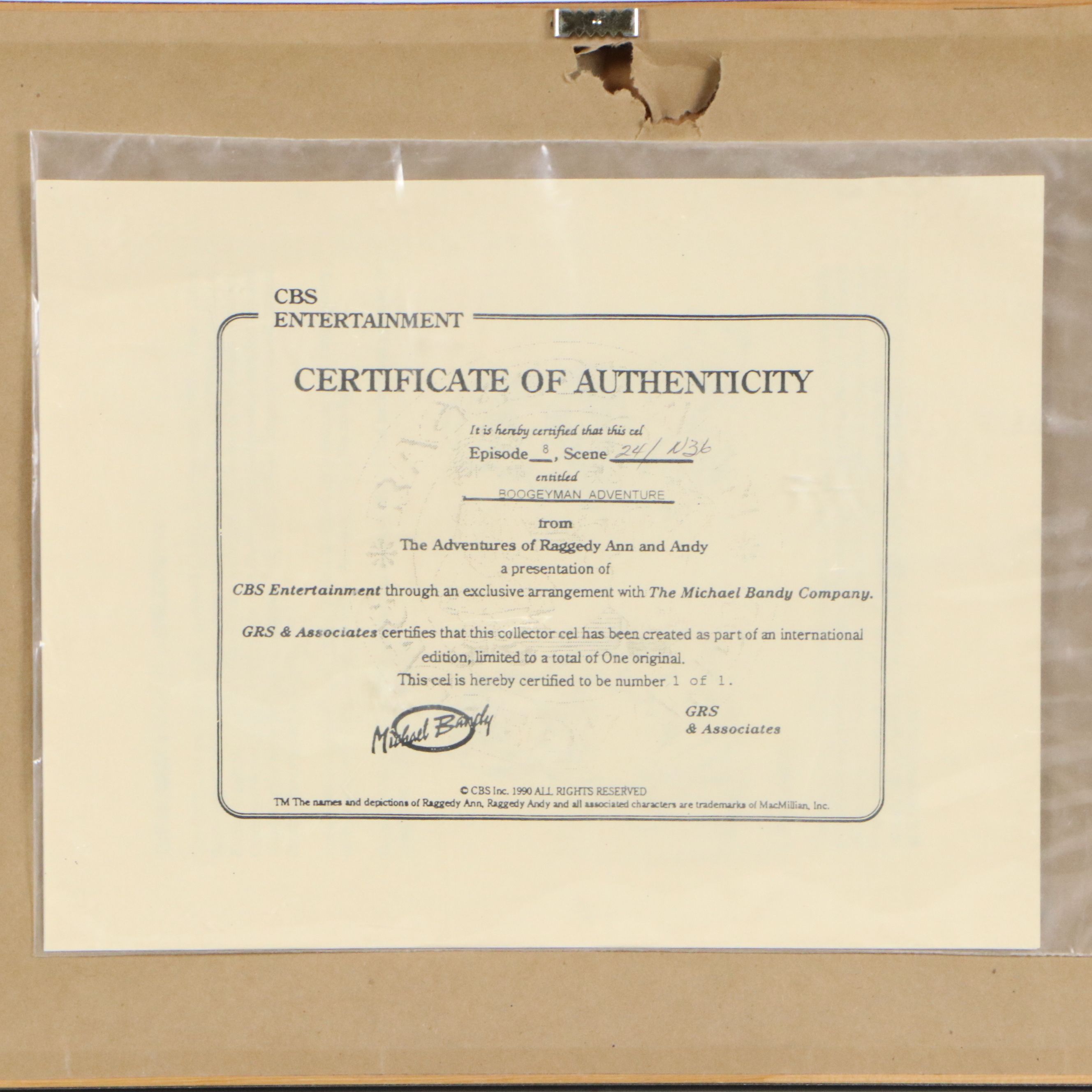 Animation Cel from "The Adventures of Raggedy Ann and Andy: Bogeyman Adventure"