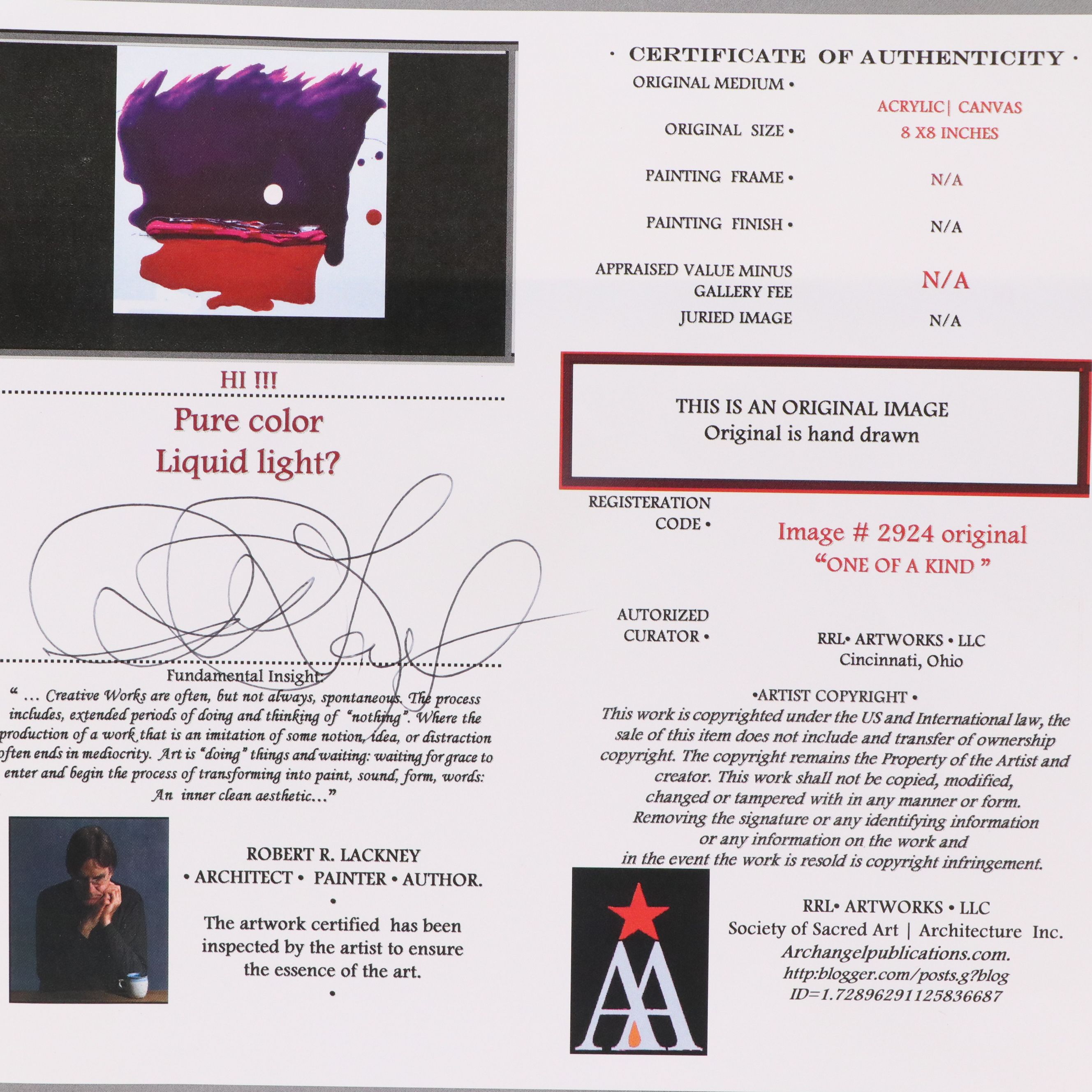 Robert Lackney Acrylic Painting "HI III"