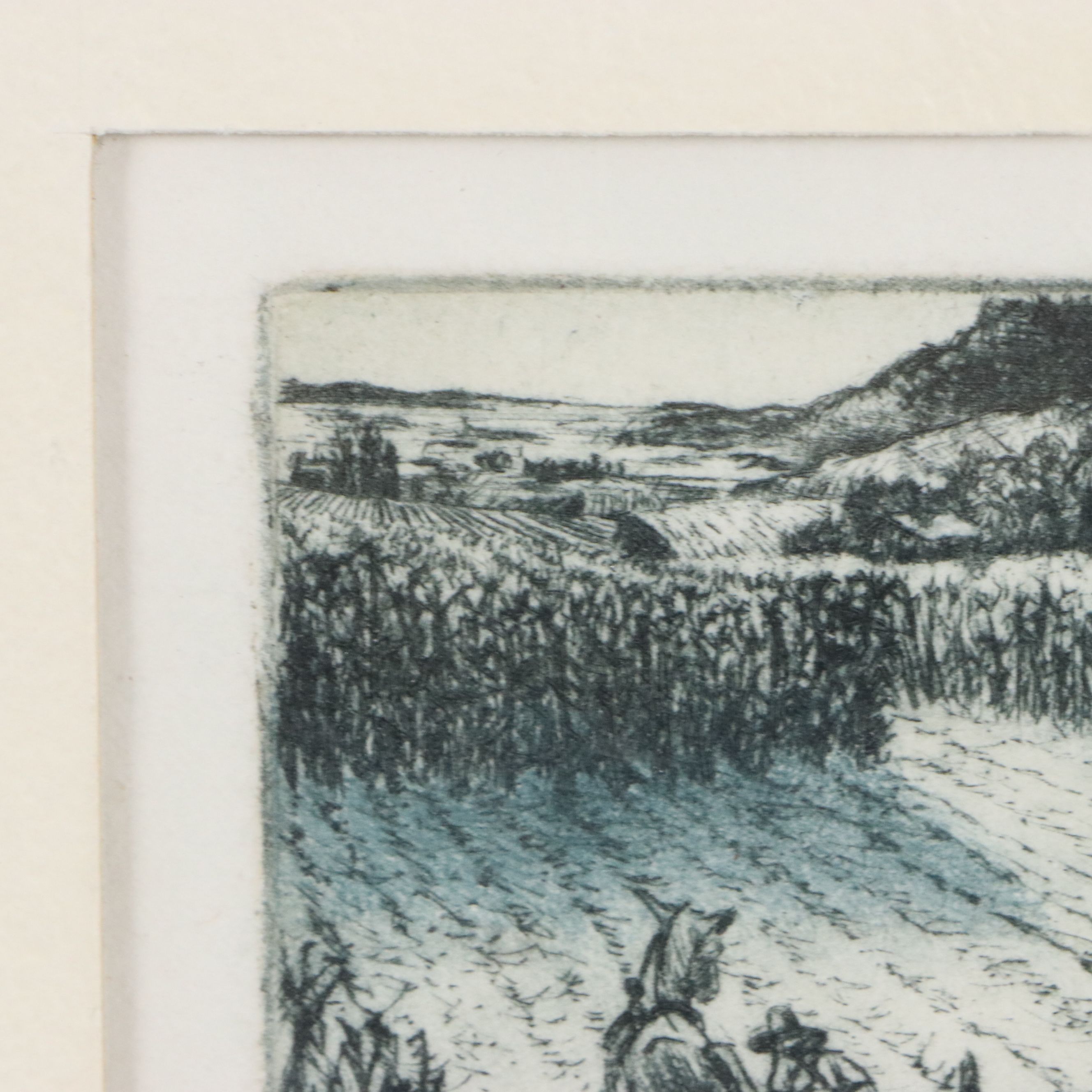 G. Matney Aquatint Etching "Cornfields," on Paper, 1979