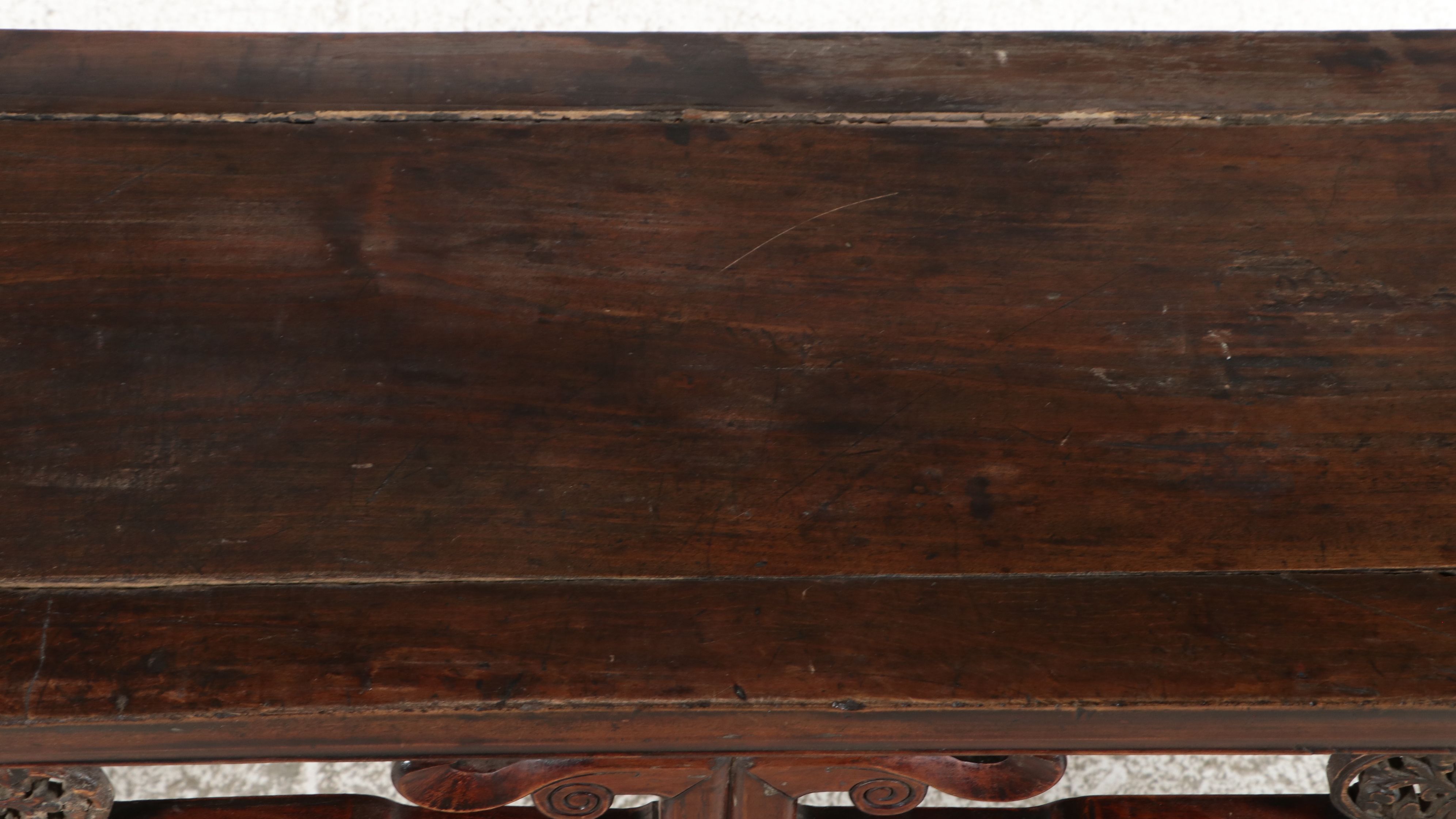 Chinese Carved Two-Drawer Hua'an Painting or Console Table, Mid to Late 19th C.