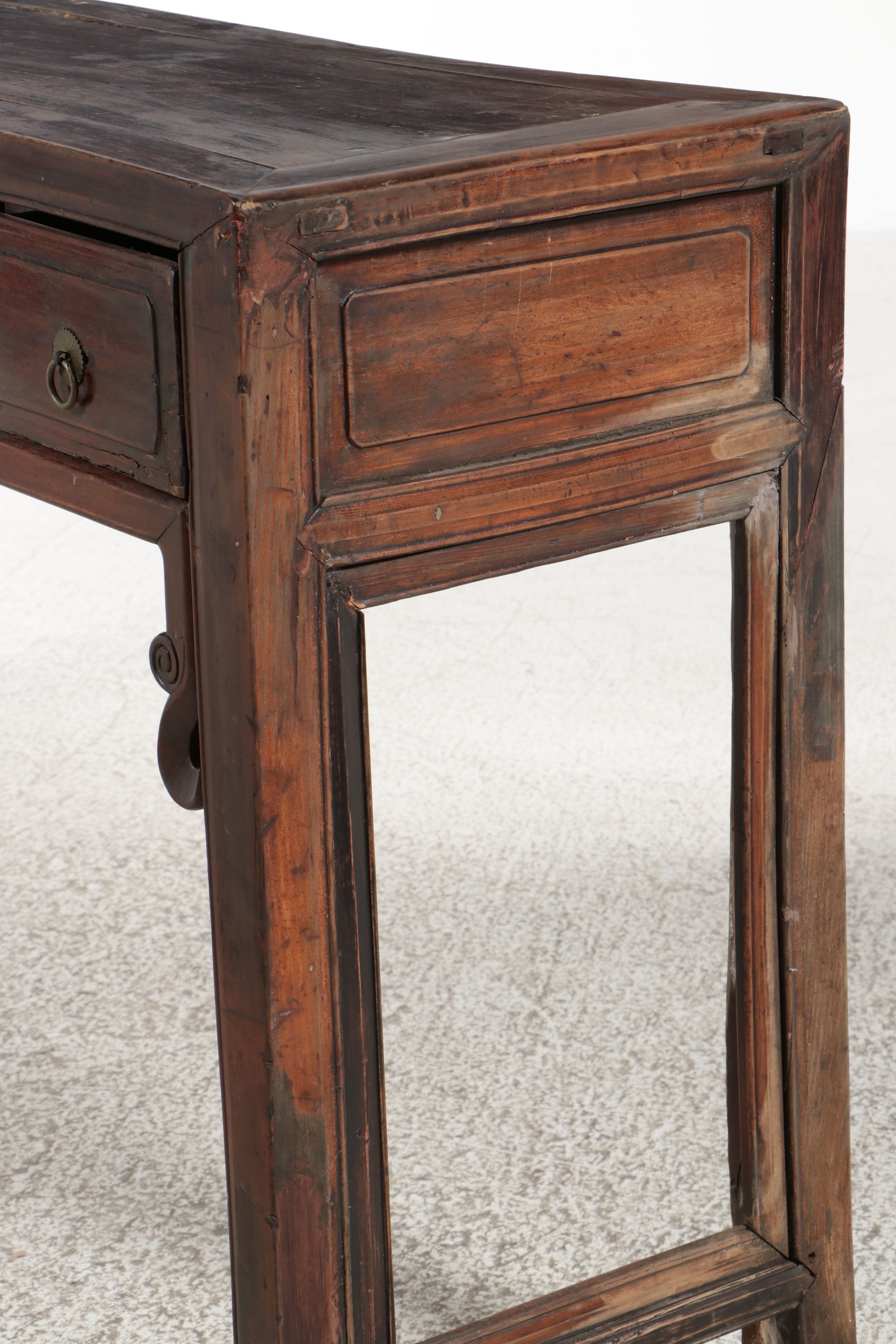 Chinese Carved Two-Drawer Hua'an Painting or Console Table, Mid to Late 19th C.