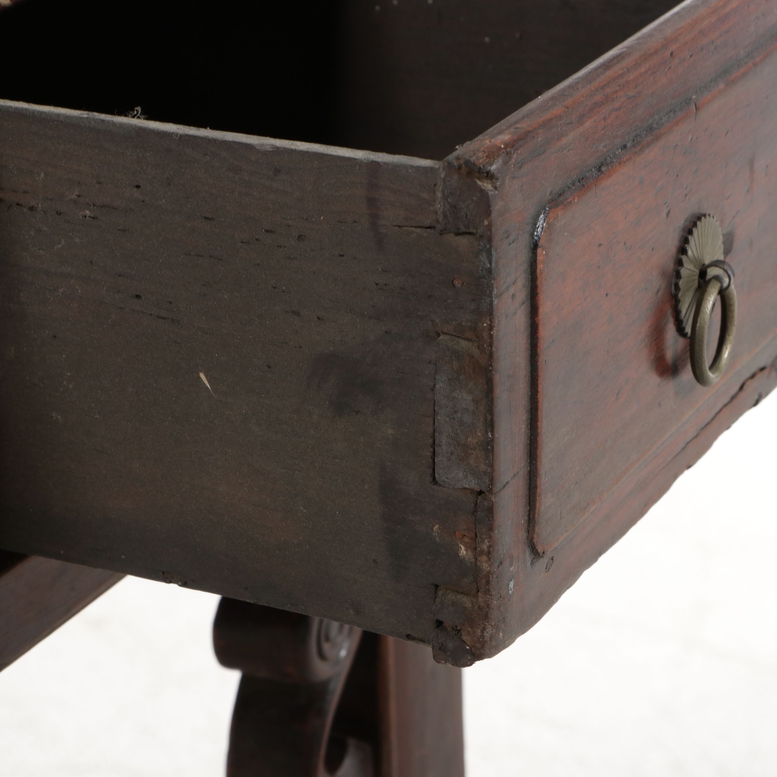 Chinese Carved Two-Drawer Hua'an Painting or Console Table, Mid to Late 19th C.