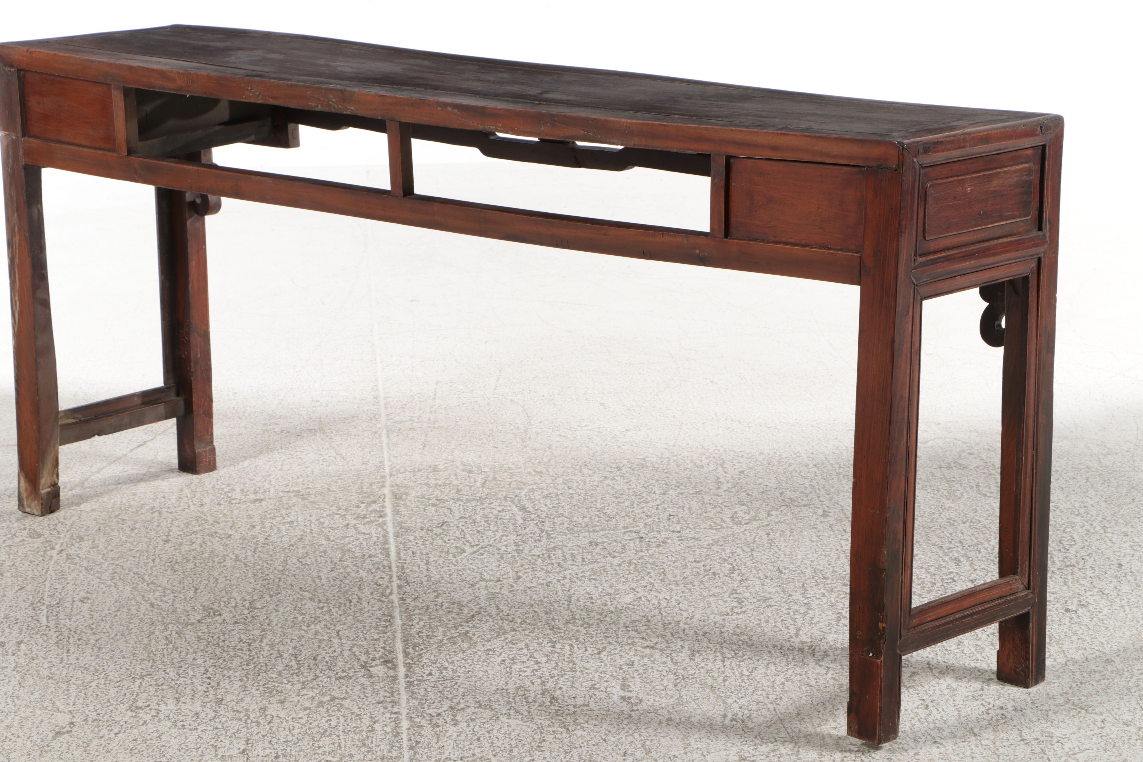 Chinese Carved Two-Drawer Hua'an Painting or Console Table, Mid to Late 19th C.